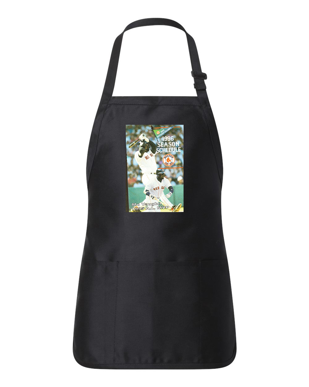 Boston Red Sox Pocket Schedule 1996 Baseball Logo Customized Design on Full-Length Apron with Pouch Pocket