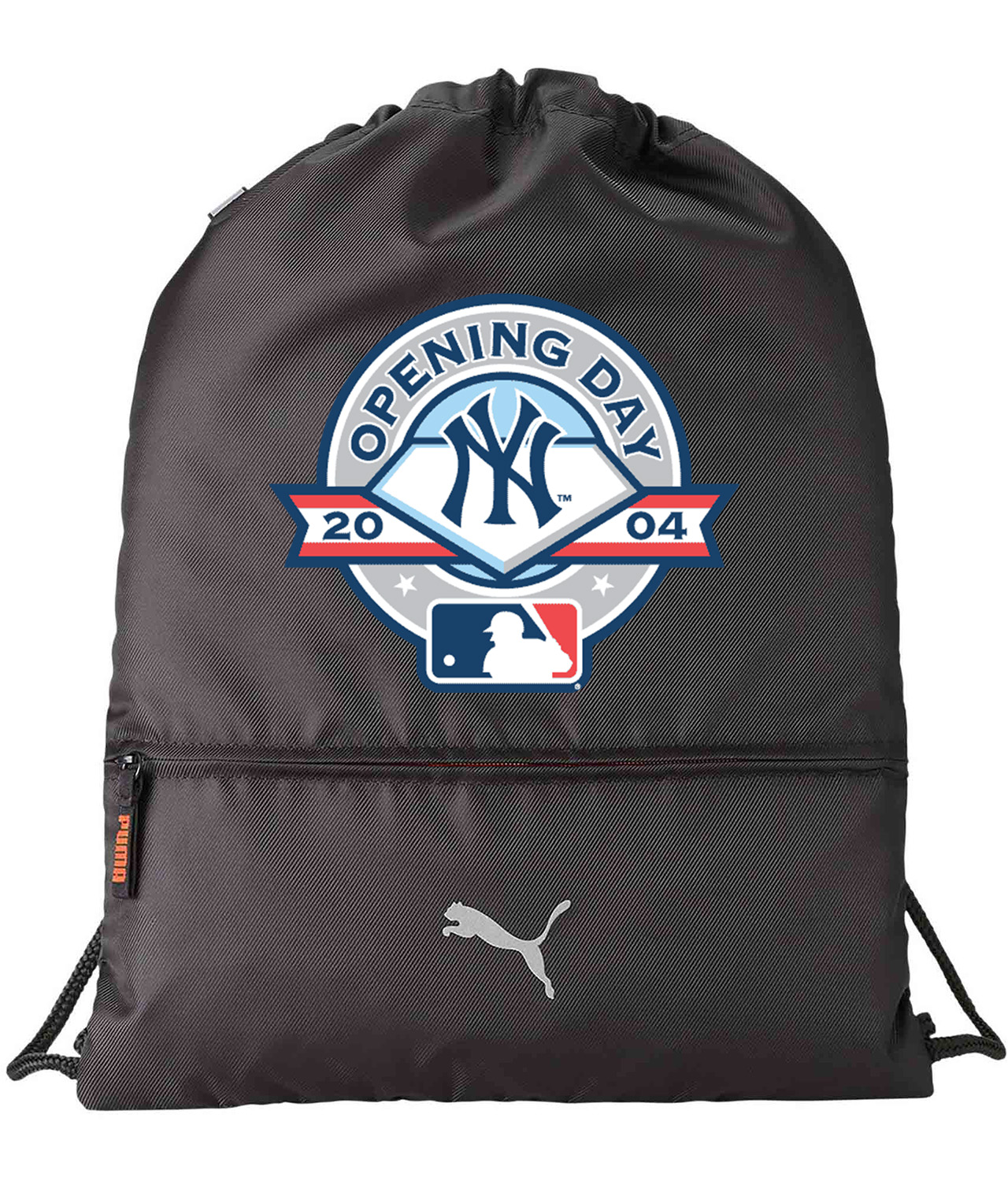 New York Yankees 2004 Opening Day Baseball Logo Symbol Emblem Customized Design on Lightweight Drawstring Backpack Bag
