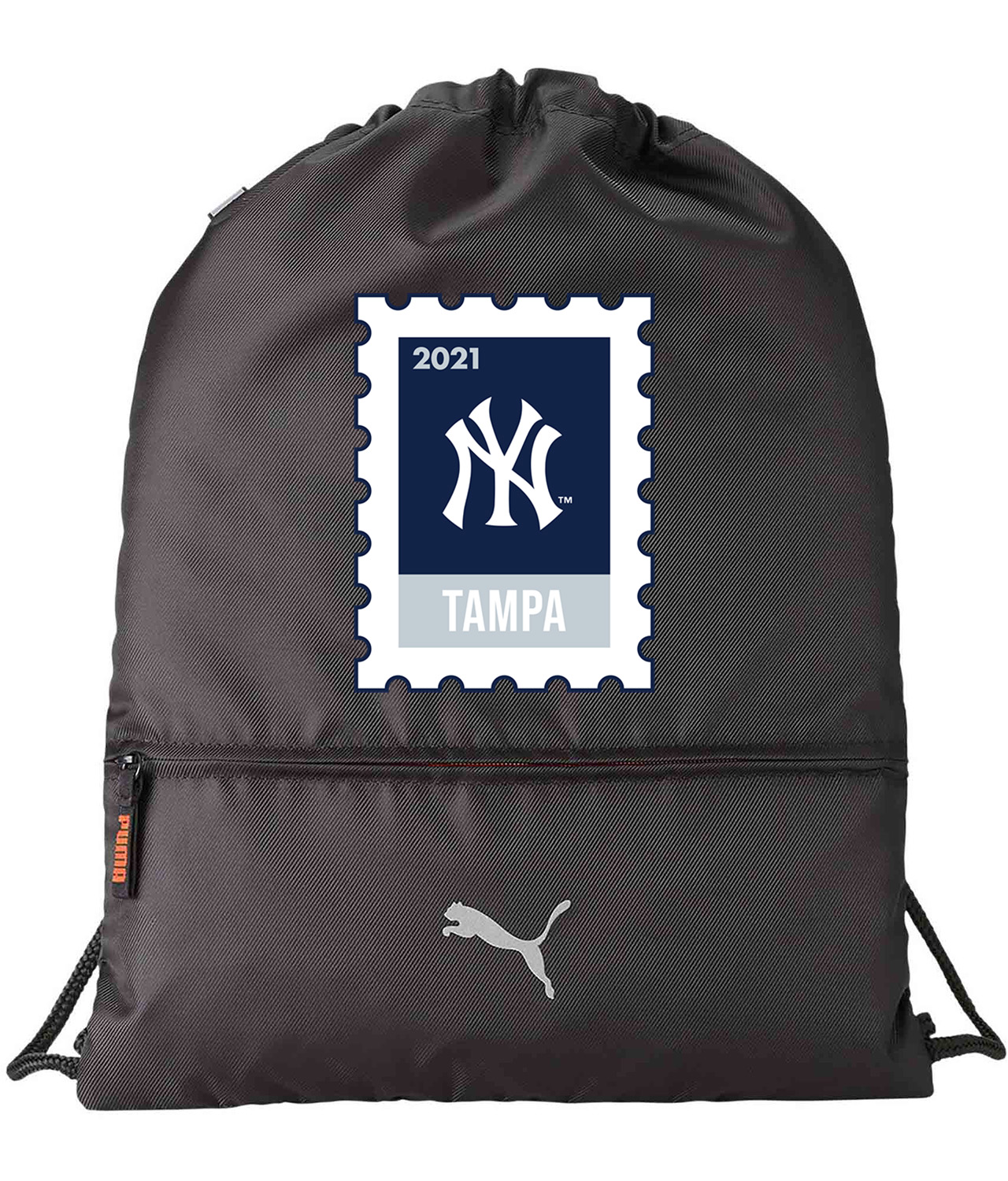 The New York Yankees 2021 Spring Training Baseball Logo Symbol Emblem Customized Design on Lightweight Drawstring Backpack Bag
