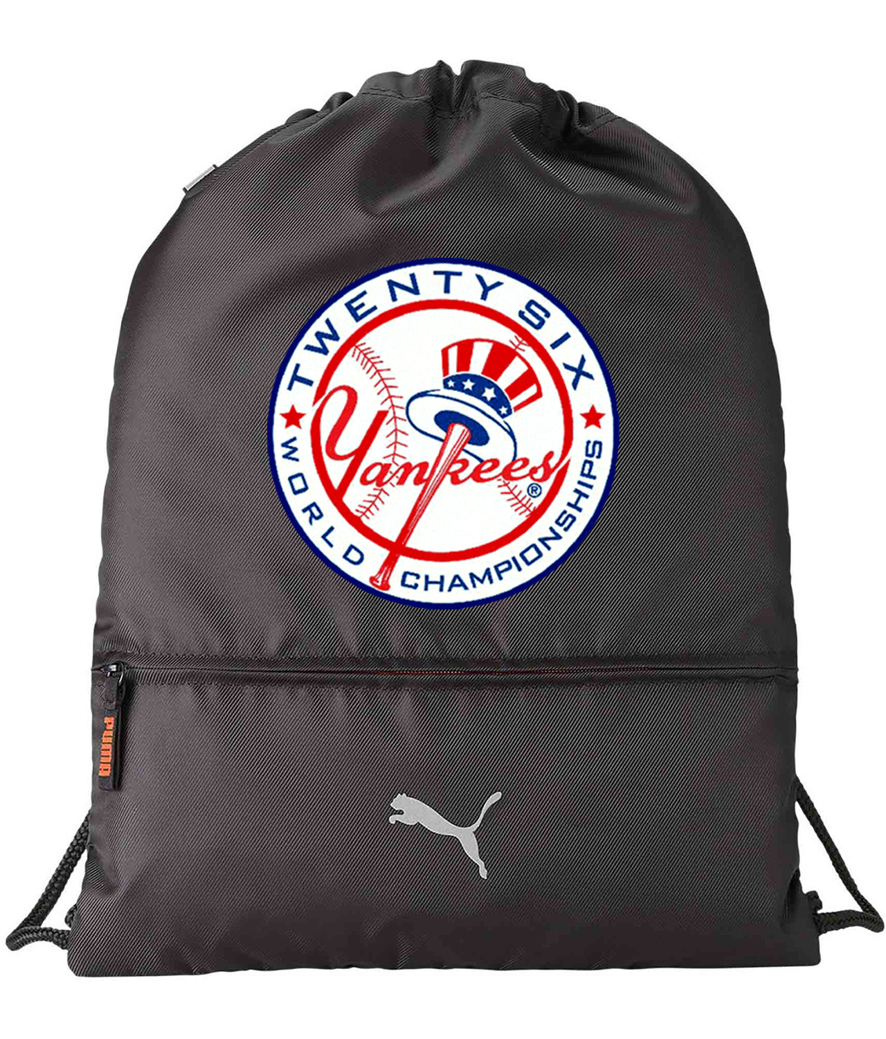 New York Yankees 26-Time World Series Champions Baseball Logo Symbol Emblem Customized Design on Lightweight Drawstring Backpack Bag