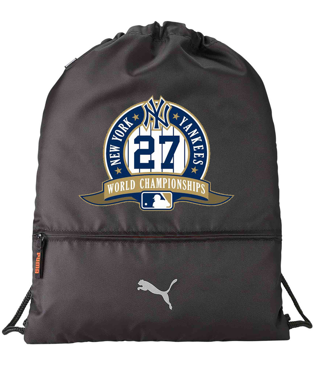 New York Yankees 27-Time World Champions Baseball Logo Symbol Emblem Customized Design on Lightweight Drawstring Backpack Bag