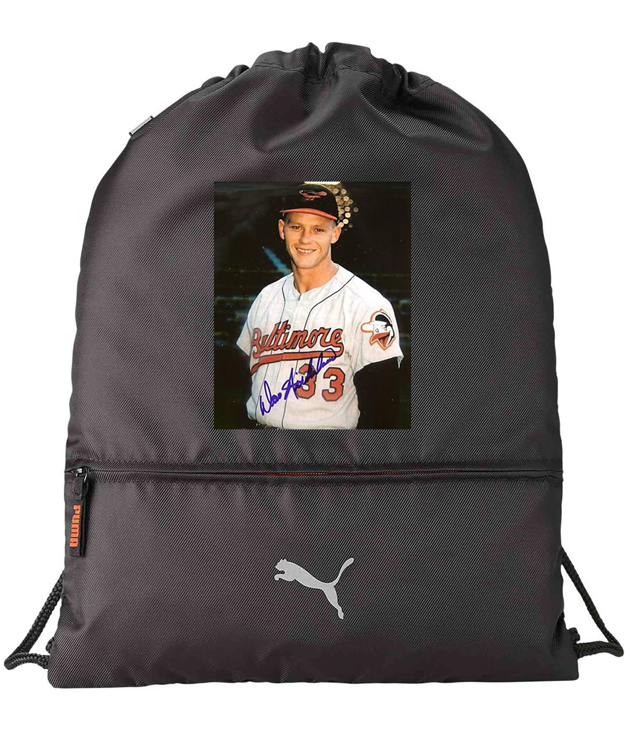 1962 Season Baltimore Orioles Photo Baseball Logo Symbol Emblem Customized Design on Lightweight Drawstring Backpack Bag