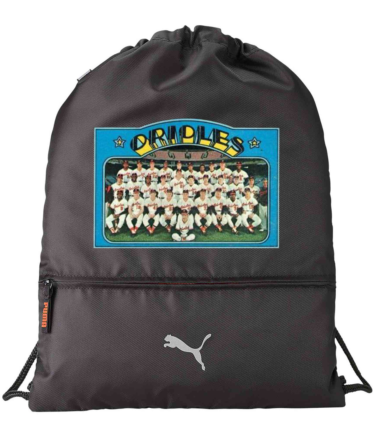 1971 Season Baltimore Orioles Photo Baseball Logo Symbol Emblem Customized Design on Lightweight Drawstring Backpack Bag