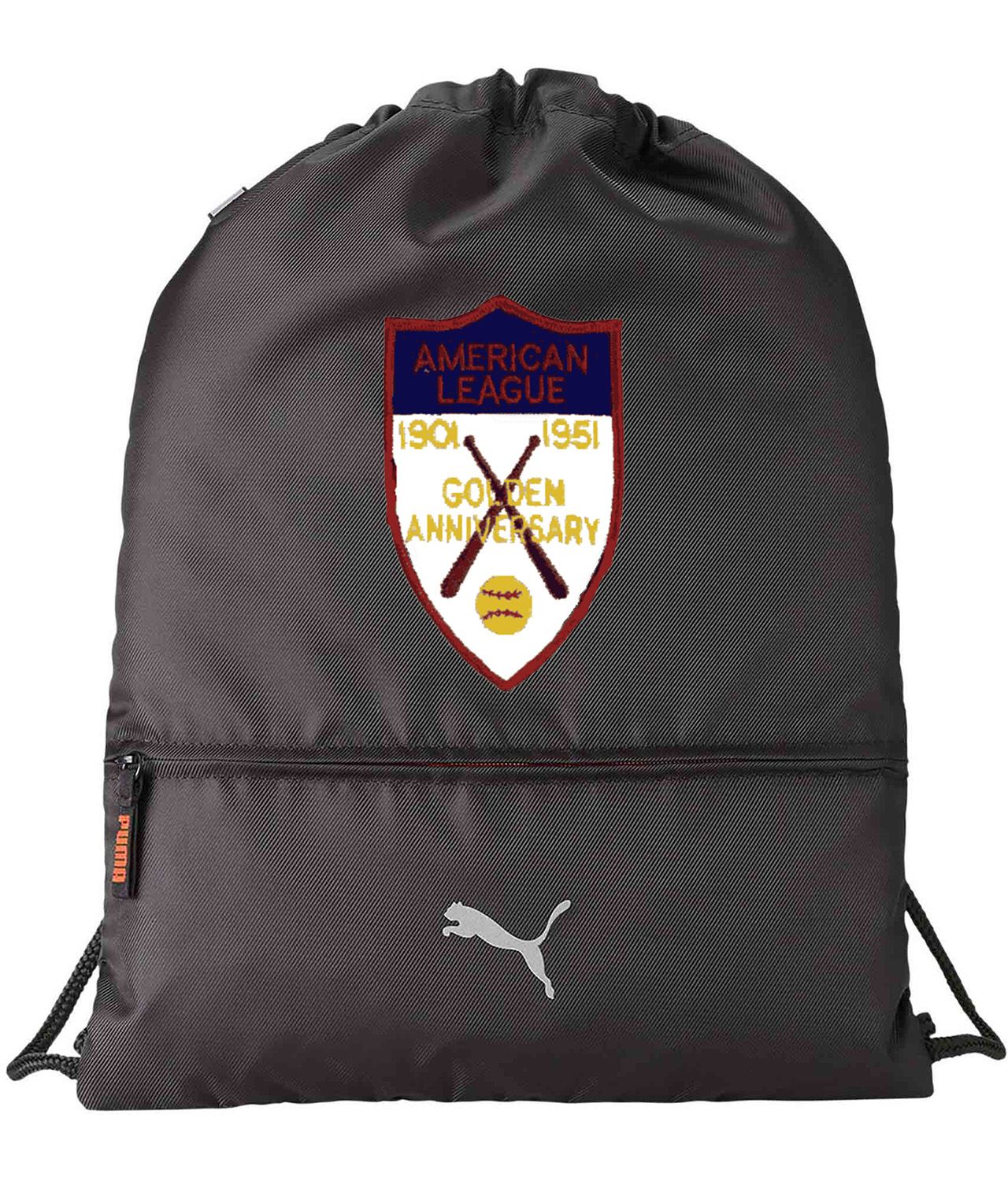 50th Anniversary Of The American Baseball League Logo Symbol Emblem Customized Design on Lightweight Drawstring Backpack Bag