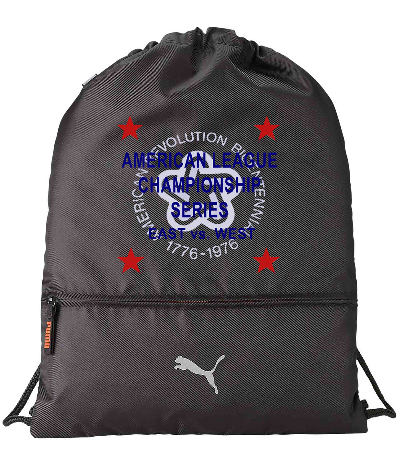 1976 American League Championship Series East Vs. West ALCS Baseball Logo Symbol Emblem Customized Design on Lightweight Drawstring Backpack Bag