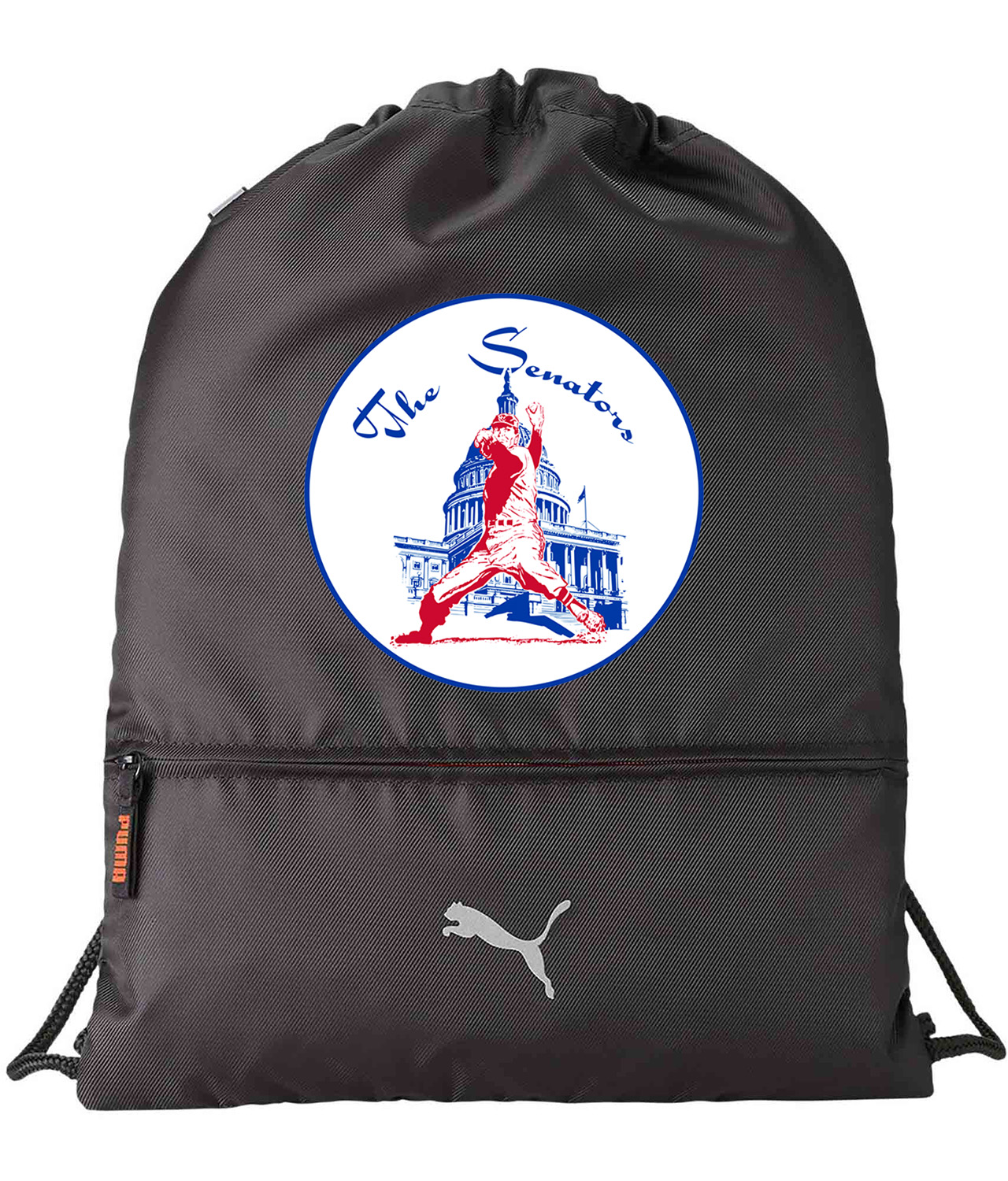 Washington Senators Primary 1961-71 Baseball Logo Symbol Emblem Customized Design on Lightweight Drawstring Backpack Bag