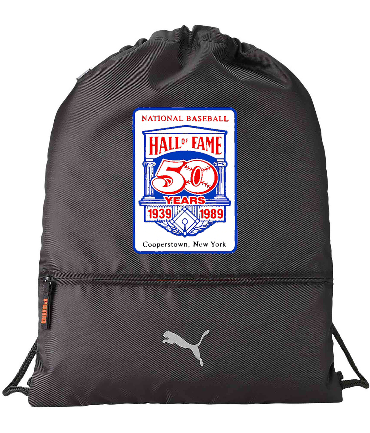 Major League Baseball 50th Anniversary Of The Baseball Hall Of Fame Logo Symbol Emblem Customized Design on Lightweight Drawstring Backpack Bag