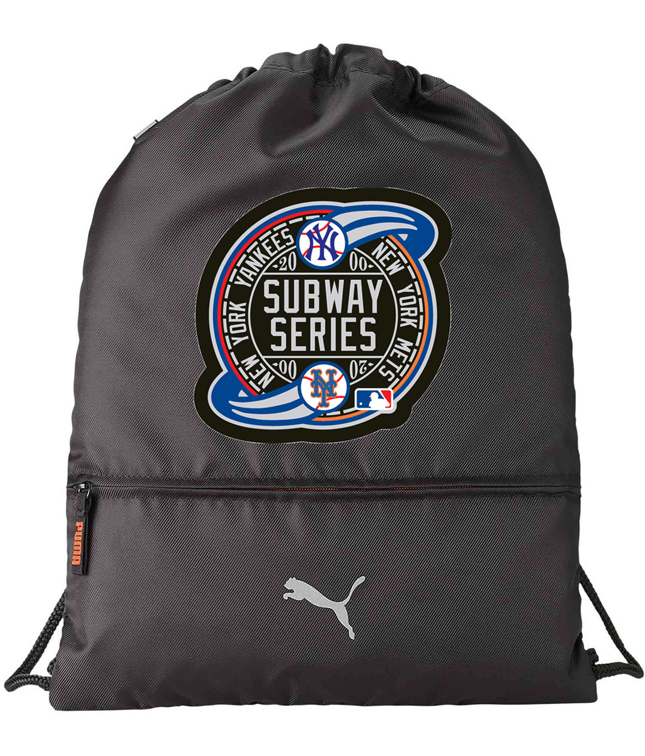 MLB World Series Subway Series 2000 Alternate Baseball Logo Symbol Emblem Customized Design on Lightweight Drawstring Backpack Bag