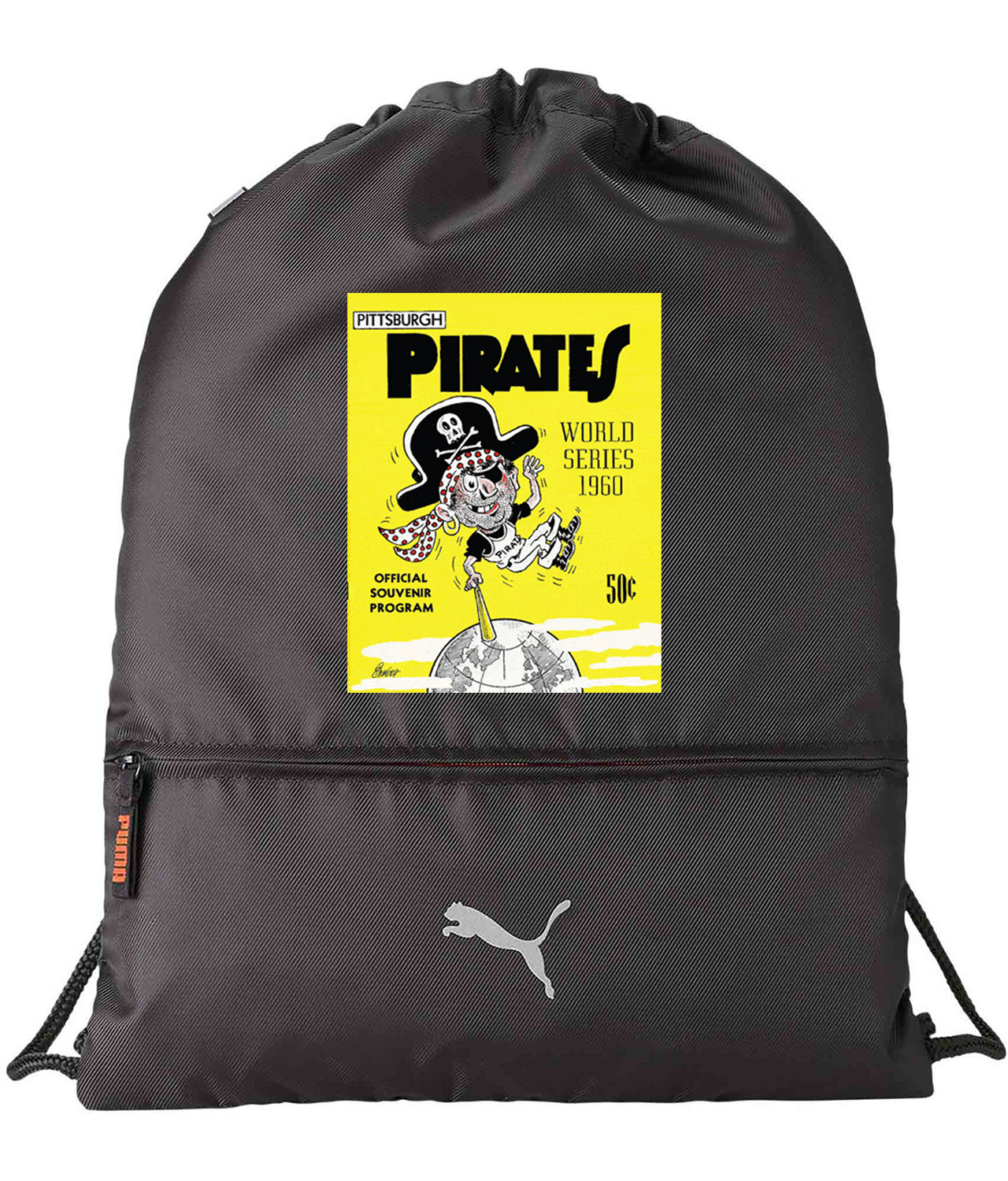 MLB World Series Program 1960-New York Yankees vs. Pittsburgh Pirates Baseball Logo Emblem Customized Design on Lightweight Drawstring Backpack Bag