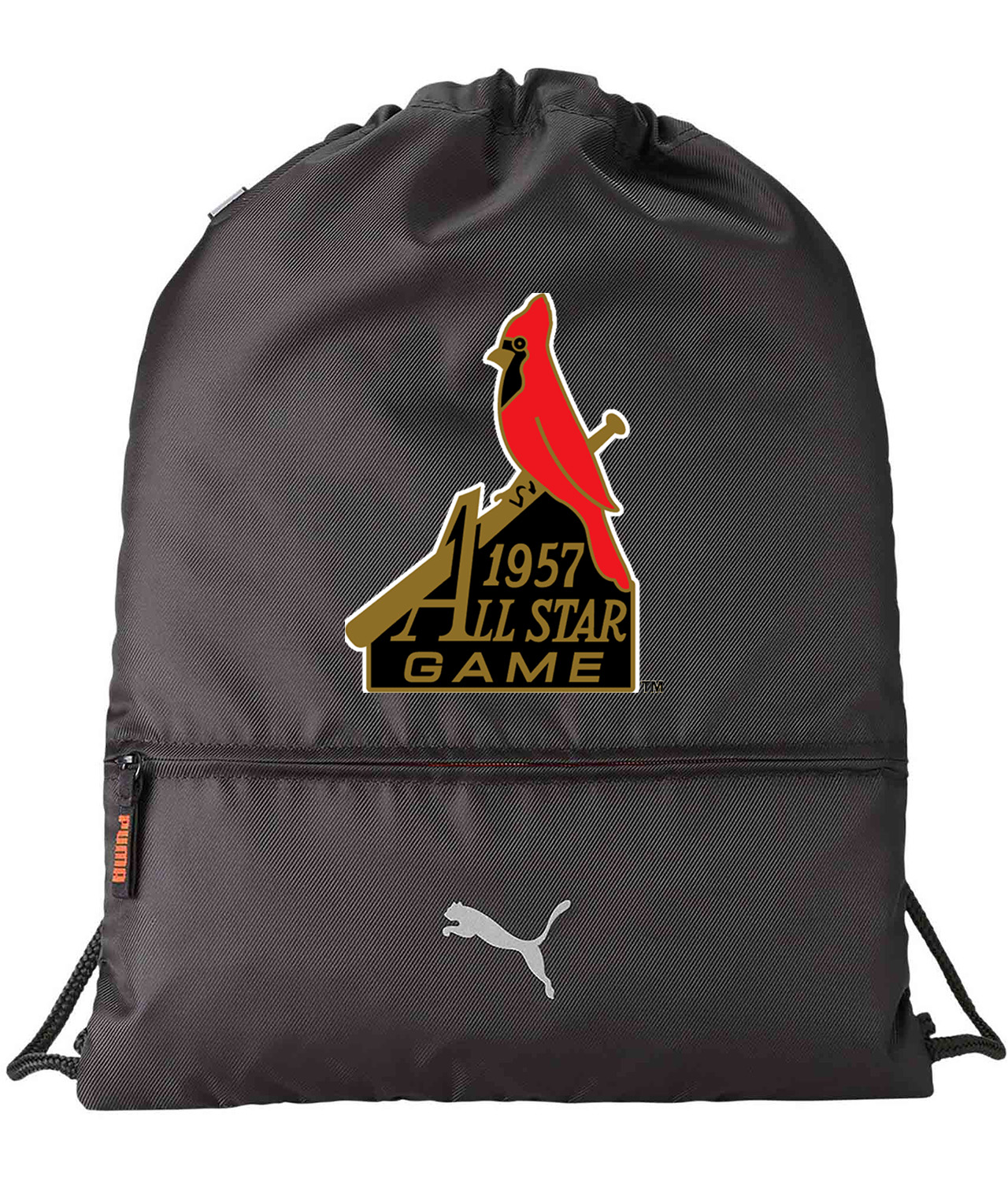 1957 MLB All-Star Game At Busch Stadium St. Louis Missouri Baseball Logo Symbol Emblem Customized Design on Lightweight Drawstring Backpack Bag
