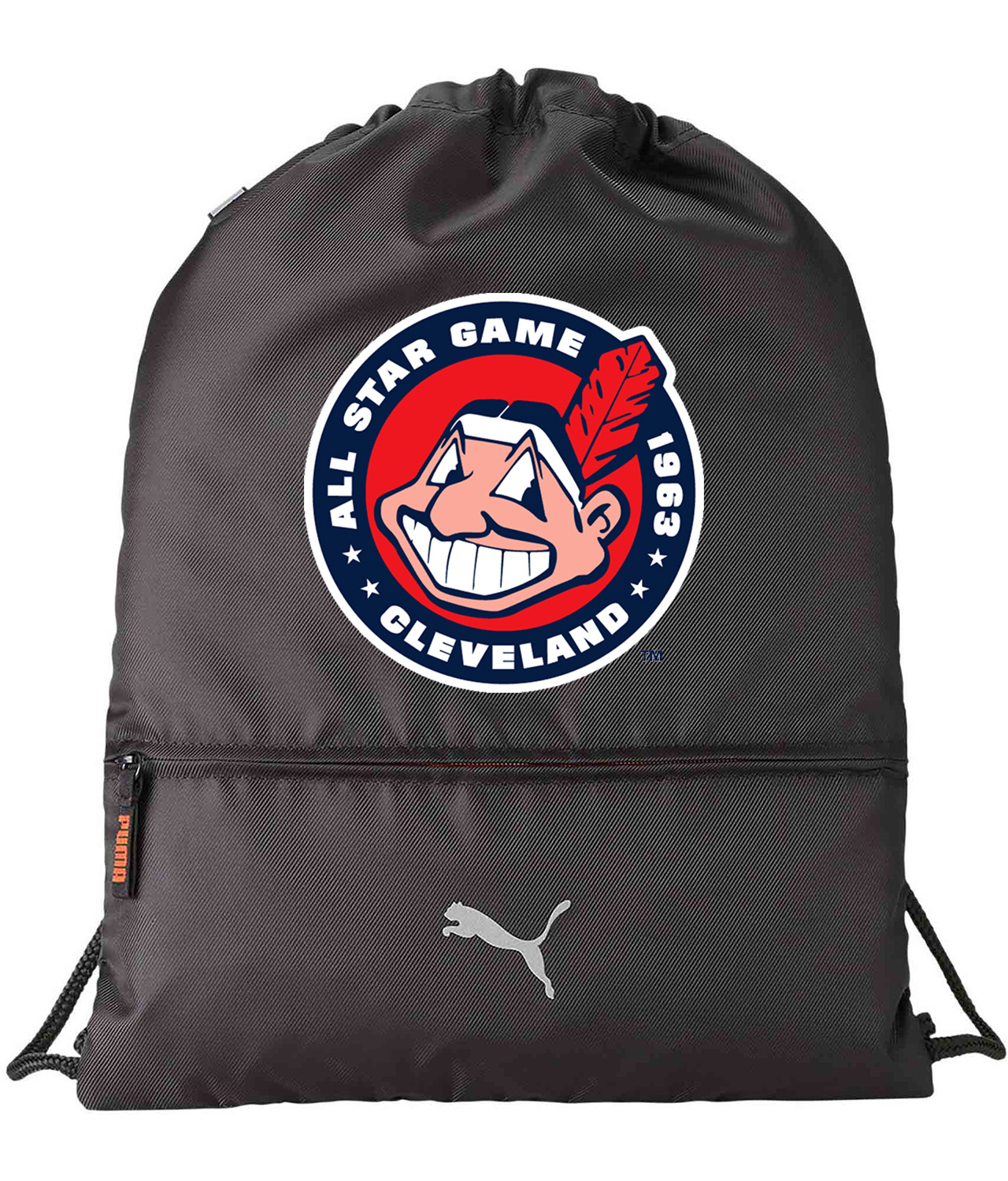 1963 MLB All-Star Game At Municipal Stadium Cleveland Ohio Baseball Logo Symbol Emblem Customized Design on Lightweight Drawstring Backpack Bag