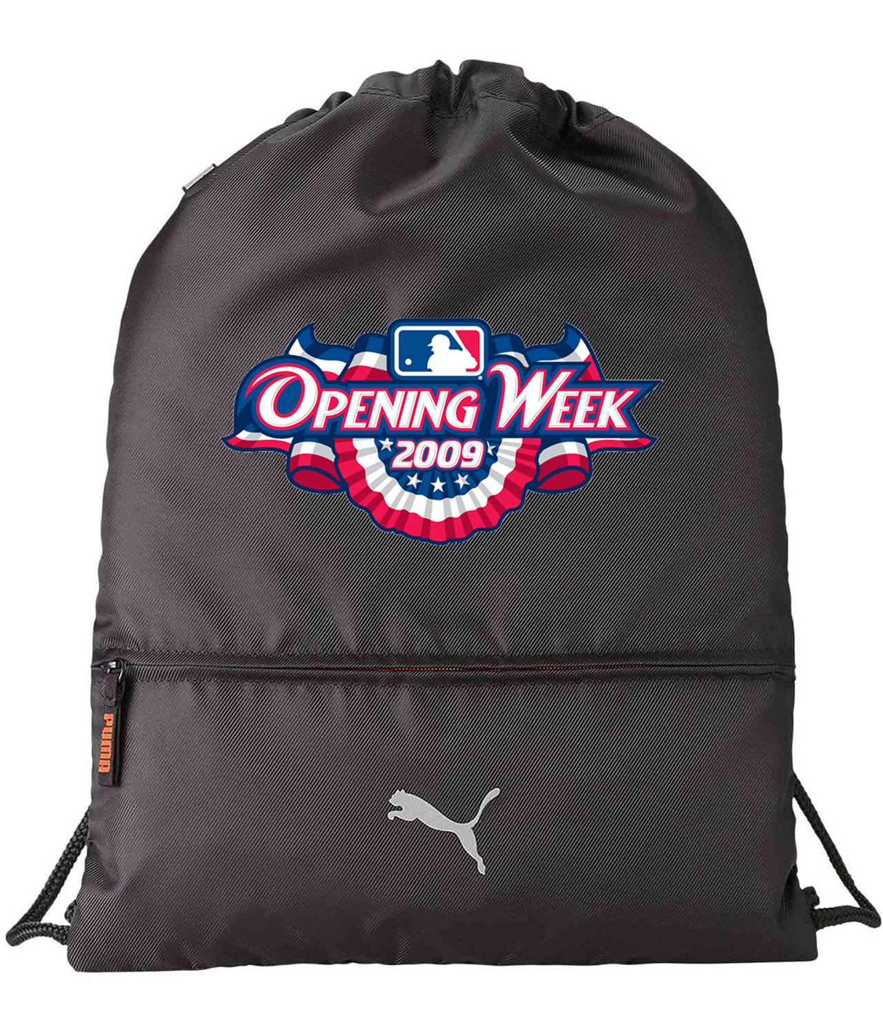 2009 MLB Opening Week Baseball Logo Symbol Emblem Customized Design on Lightweight Drawstring Backpack Bag