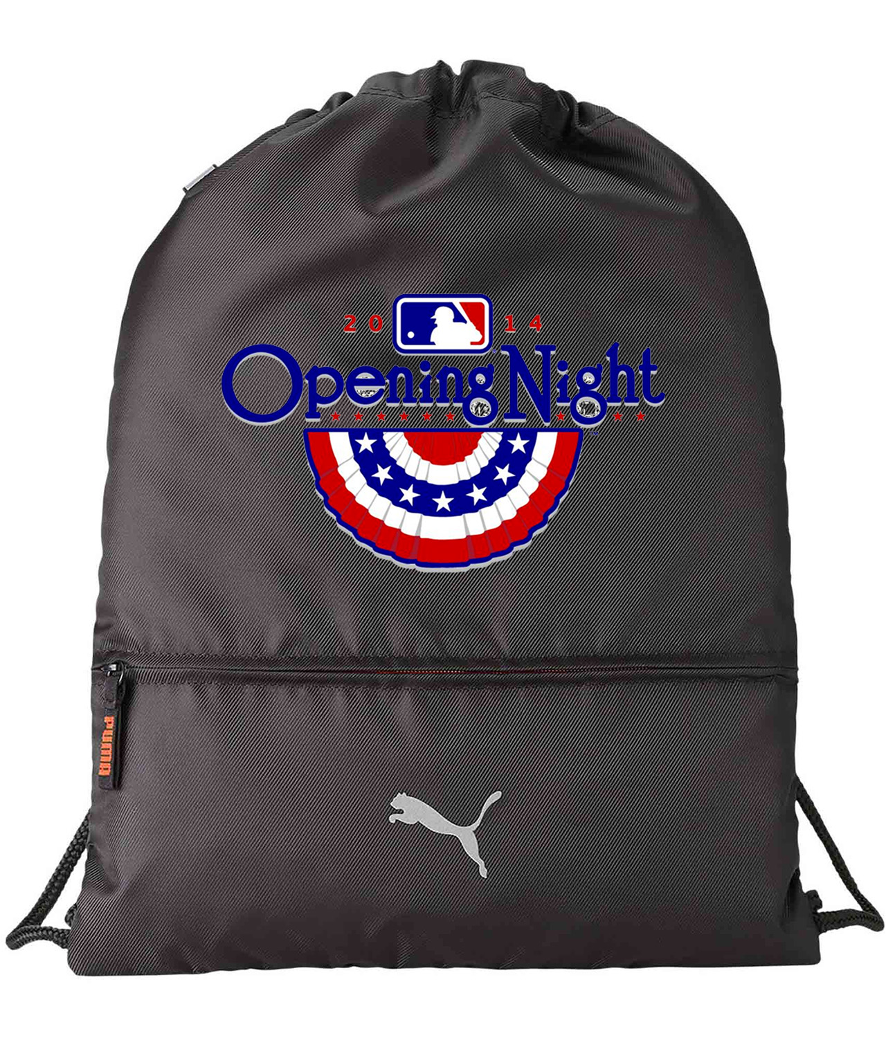 2014 MLB Opening Night Baseball Logo Symbol Emblem Customized Design on Lightweight Drawstring Backpack Bag