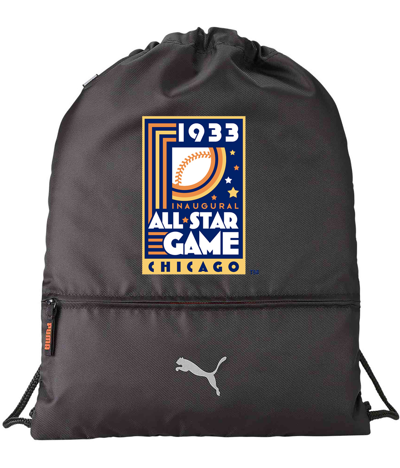 1933 MLB Inaugural All-Star Game Comiskey Park Chicago Illinois Baseball Logo Symbol Emblem Customized Design on Lightweight Drawstring Backpack Bag
