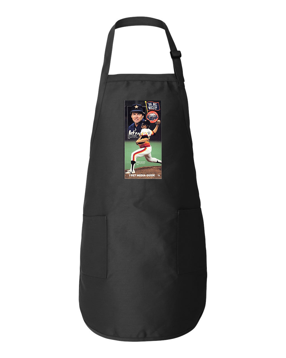 1987 Houston Astros Media Guide, Mike Scott and Hal Lanier National League (NL) Baseball Logo Customized Design on Full-Length Apron with Pockets