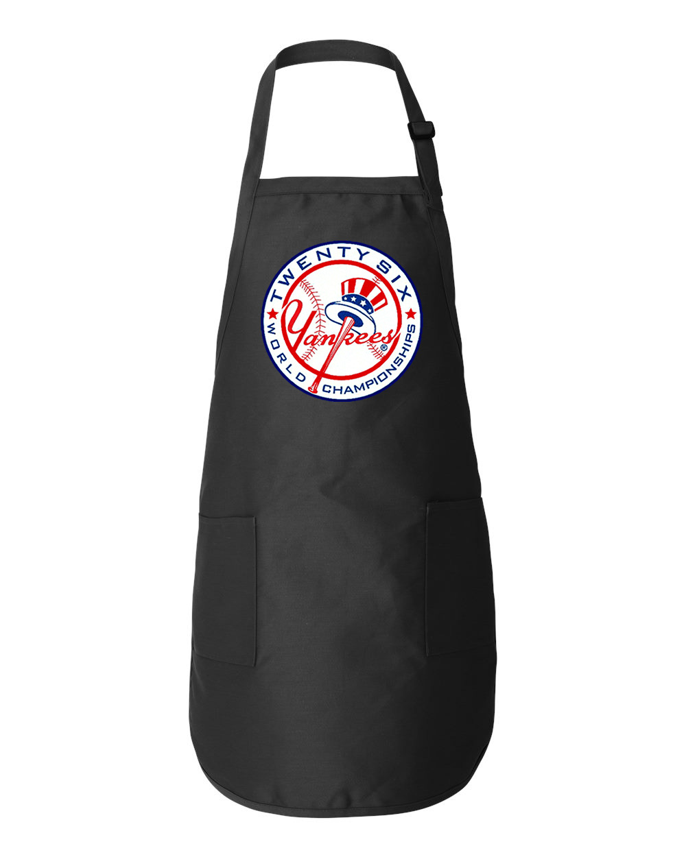 New York Yankees 26-Time World Series Champions Baseball Logo Symbol Emblem Customized Design on Full-Length Apron with Pockets