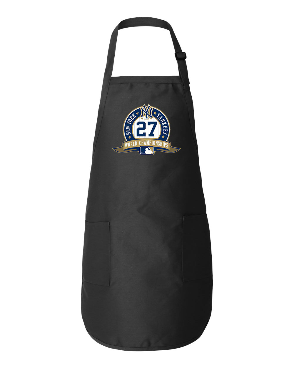 New York Yankees 27-Time World Champions Baseball Logo Symbol Emblem Customized Design on Full-Length Apron with Pockets
