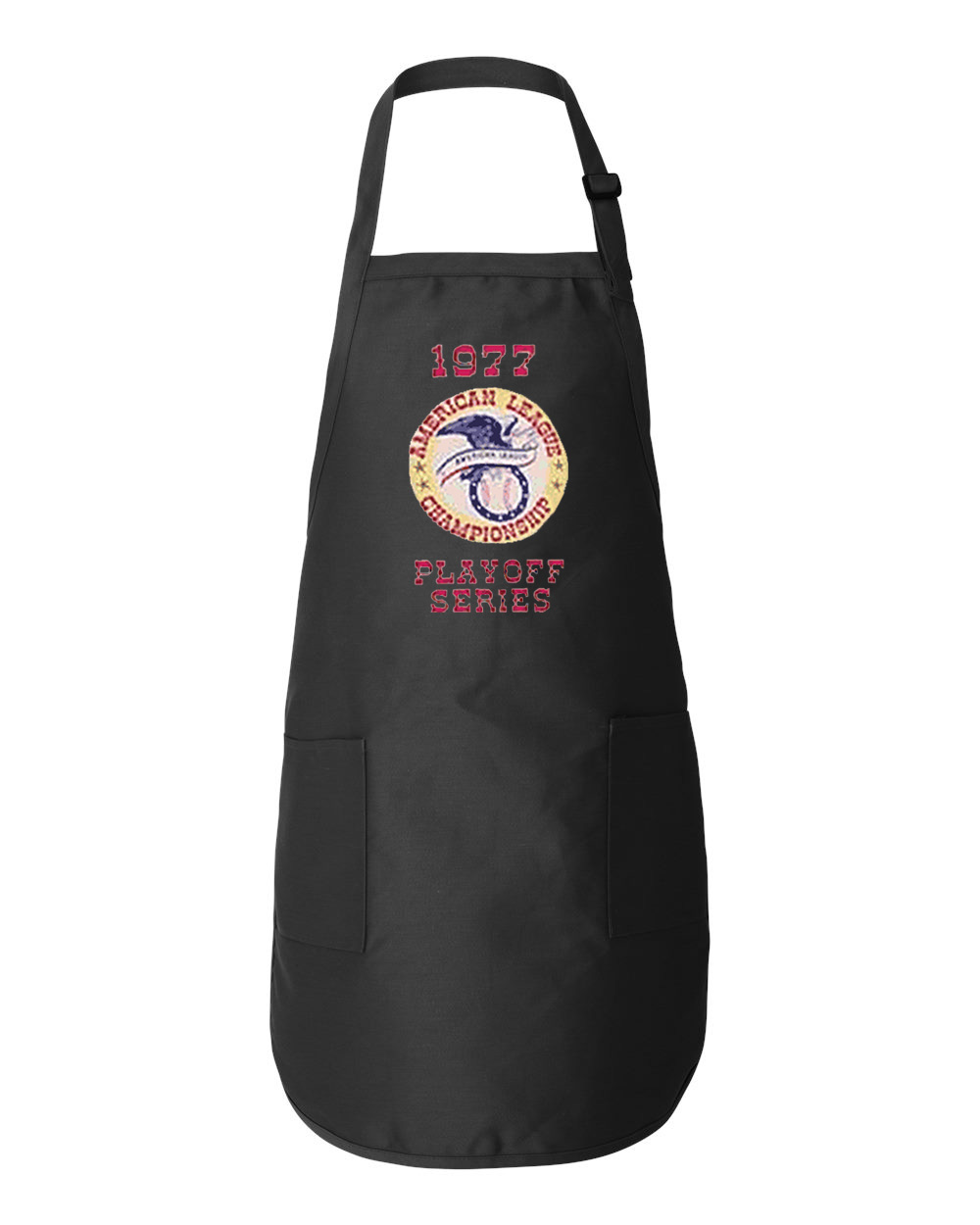 1977 American League Championship Playoff Series ALCS Baseball Logo Symbol Emblem Customized Design on Full-Length Apron with Pockets