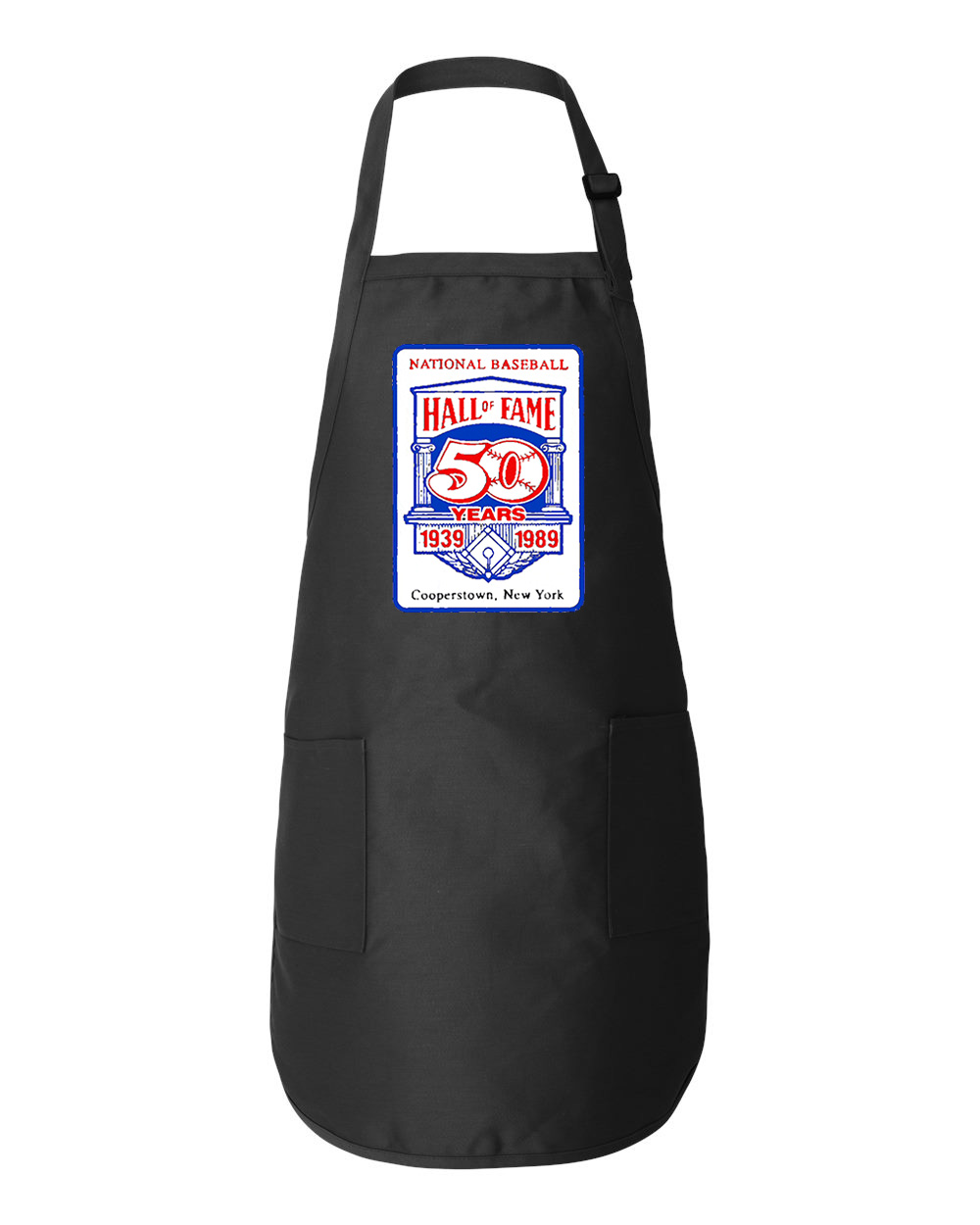 Major League Baseball 50th Anniversary Of The Baseball Hall Of Fame Baseball Logo Symbol Emblem Customized Design on Full-Length Apron with Pockets
