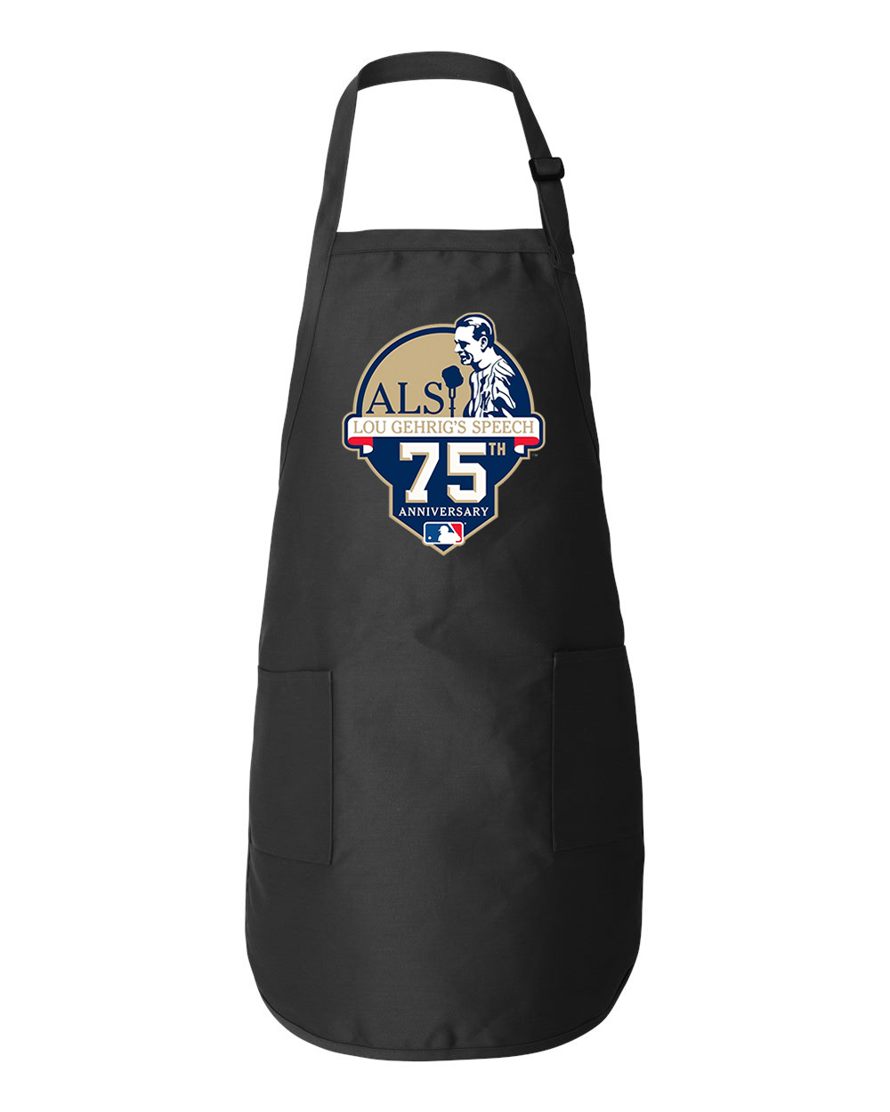 Major League Baseball Lou Gehrig Speech 75th Anniversary Baseball Logo Symbol Emblem Customized Design on Full-Length Apron with Pockets - Image 1