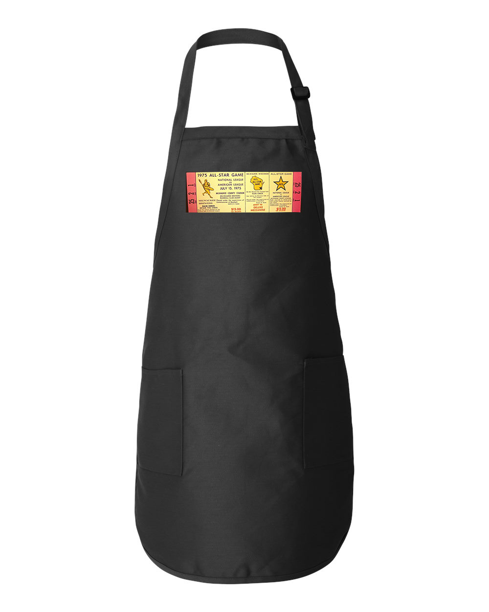 1975 MLB All-Star Game Ticket Stub Baseball Logo Symbol Emblem Customized Design on Full-Length Apron with Pockets