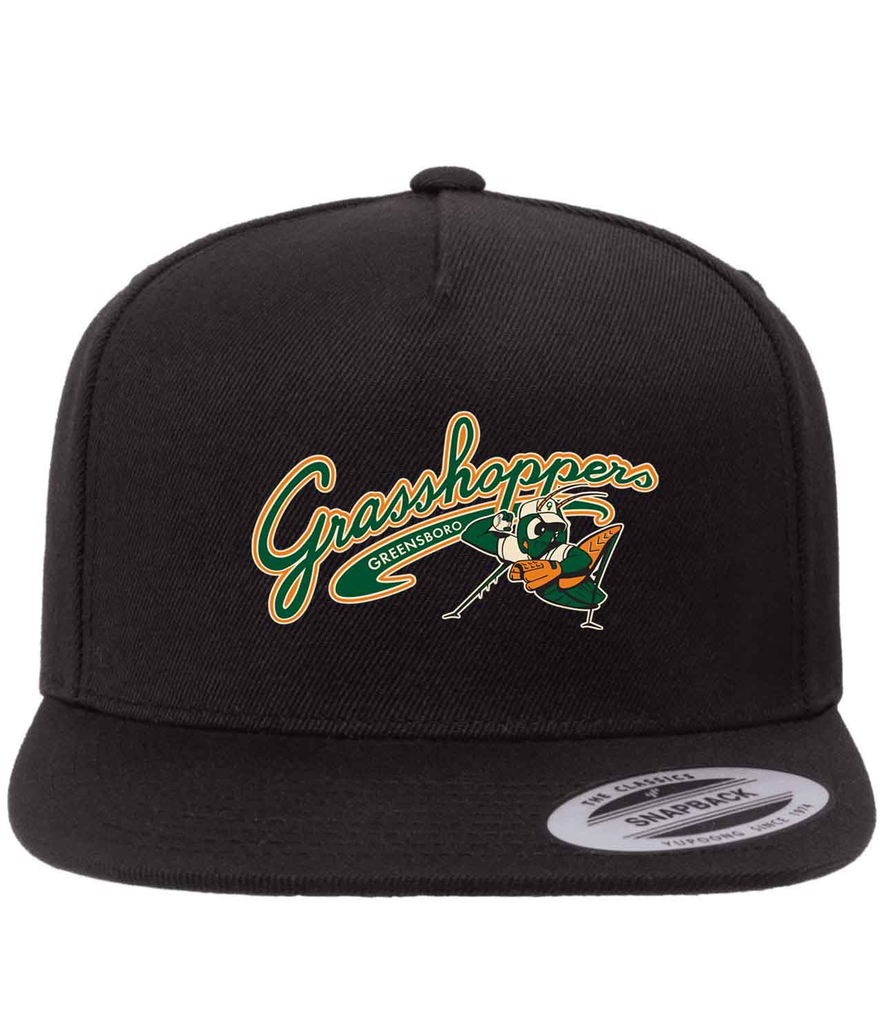 Greensboro Grasshoppers Baseball Logo Customized Design on Wool 5-Panel Cap Hat - Image 1