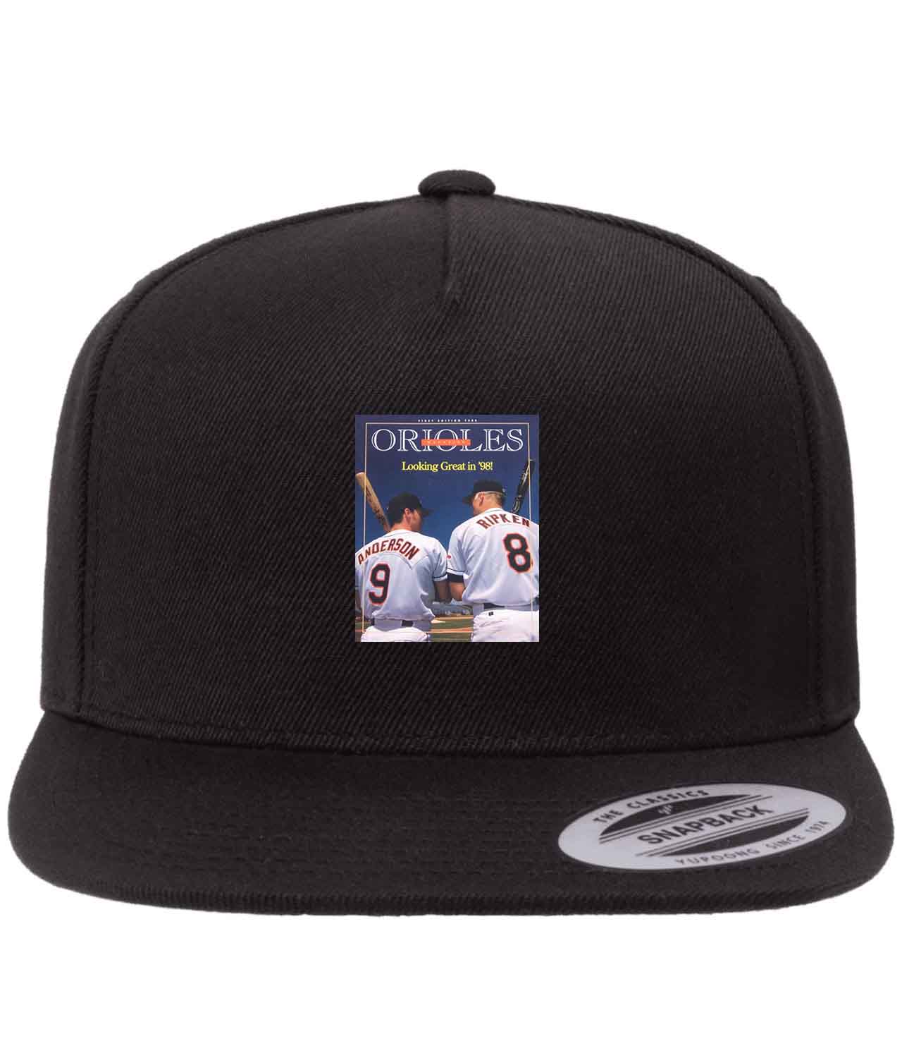 1998 Baltimore Orioles Game Program Baseball Logo Customized Design on Wool 5-Panel Cap Hat