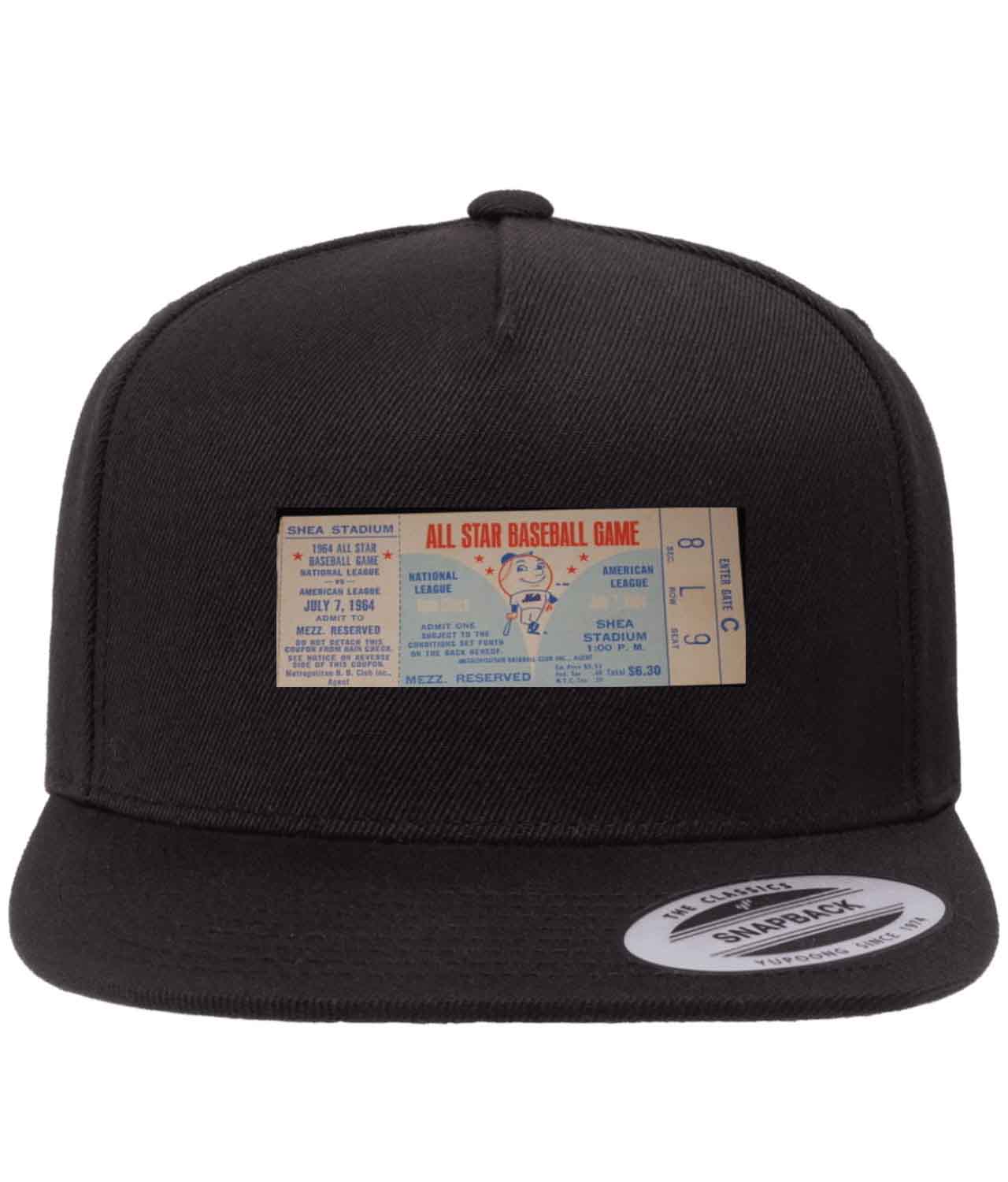 1964 MLB All-Star Game Ticket Stub Baseball Logo Customized Design on Wool 5-Panel Cap Hat
