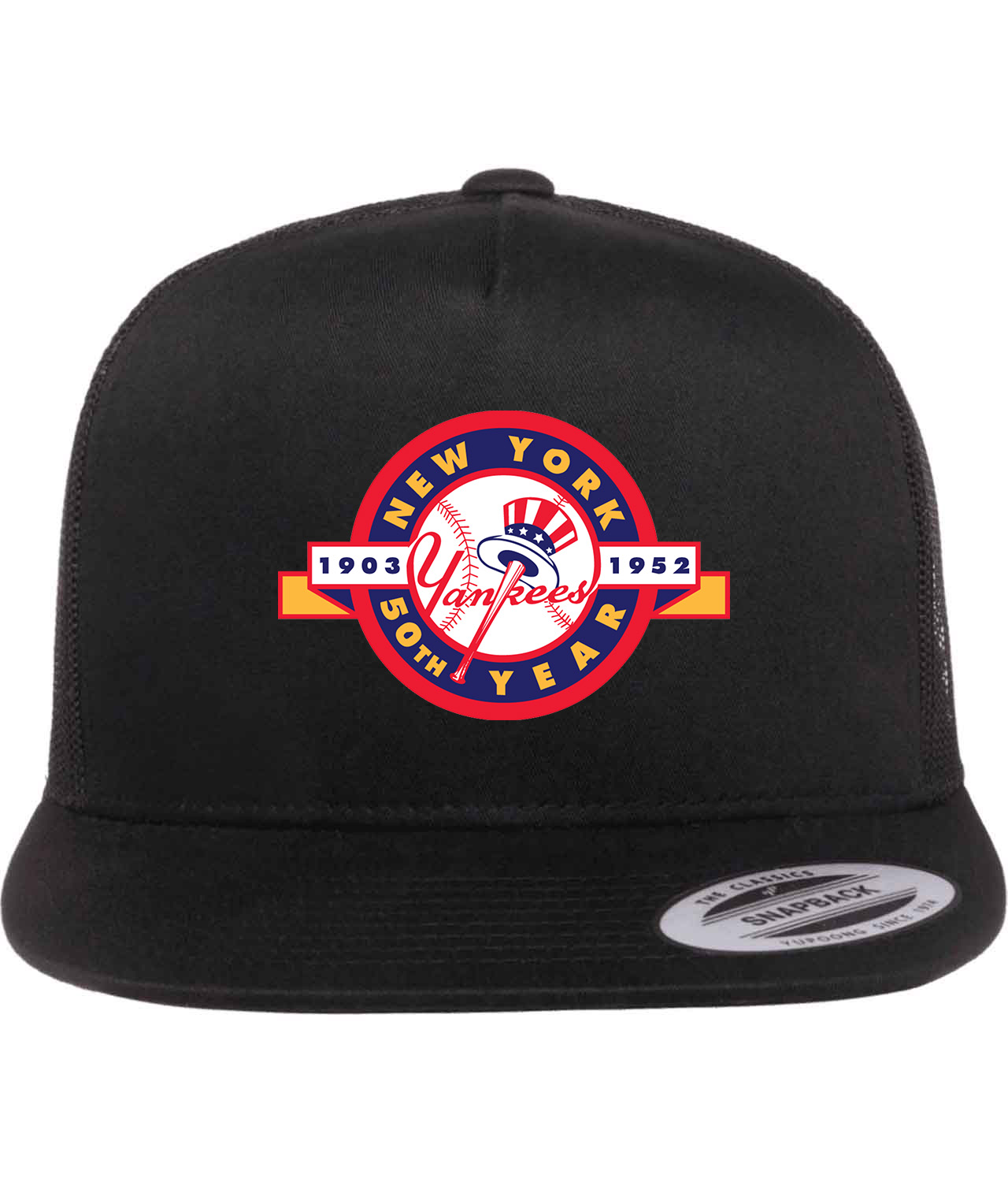 50th Anniversary Of The New York Yankees Baseball Logo Symbol Emblem Customized Design on Classic Trucker Cap Hat