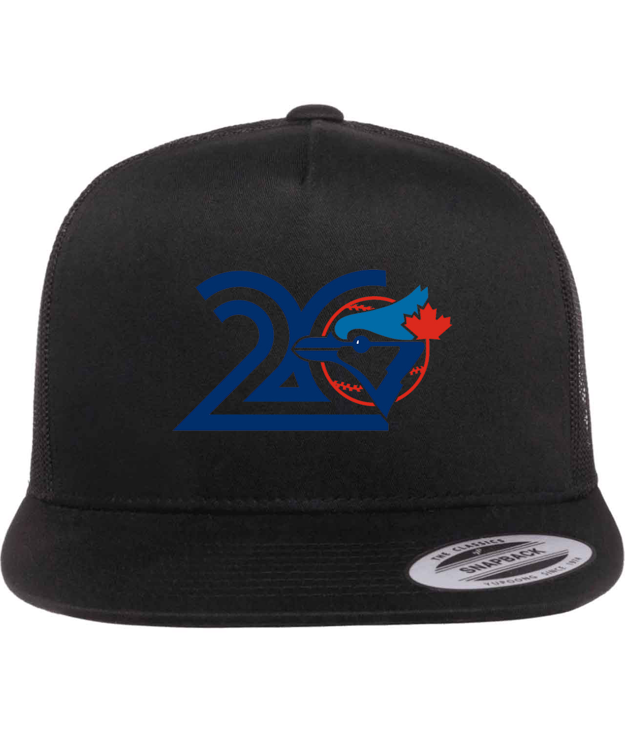 Toronto Blue Jays 20th Anniversary 1996 Baseball Logo Symbol Emblem Customized Design on Classic Trucker Cap Hat
