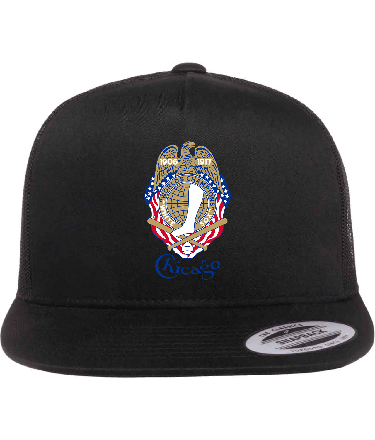 Chicago White Stockings Primary 1918 Baseball Logo Symbol Emblem Customized Design on Classic Trucker Cap Hat