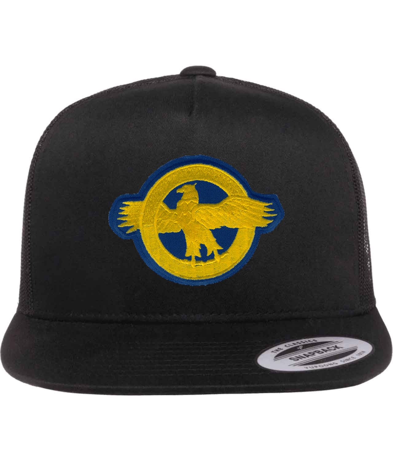 Major League Baseball Ruptured Duck World War II Vets Logo Emblem Customized Design on Classic Trucker Cap Hat