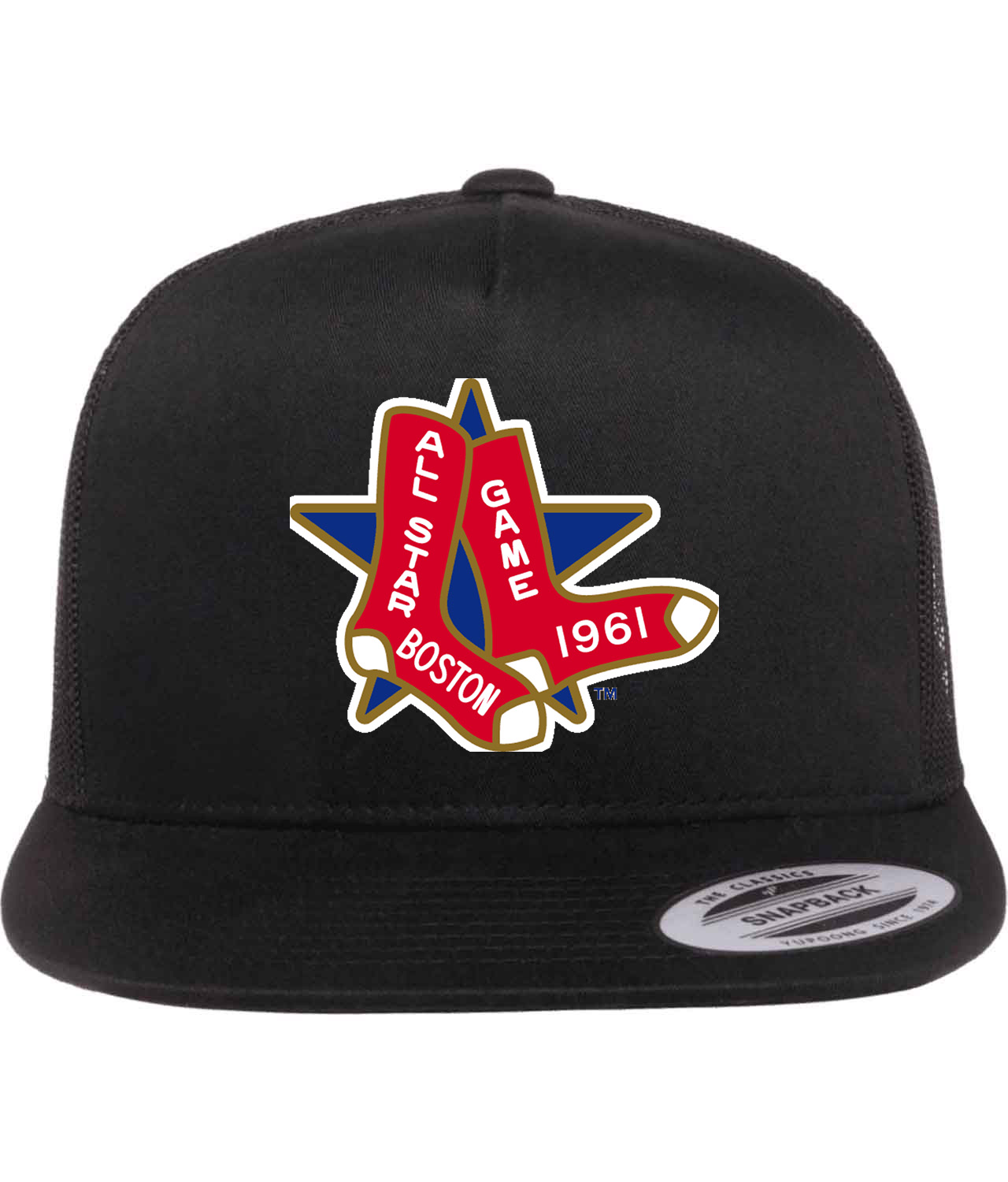 1961 MLB All-Star Game At Fenway Park Boston Massachusetts Baseball Logo Symbol Emblem Customized Design on Classic Trucker Cap Hat