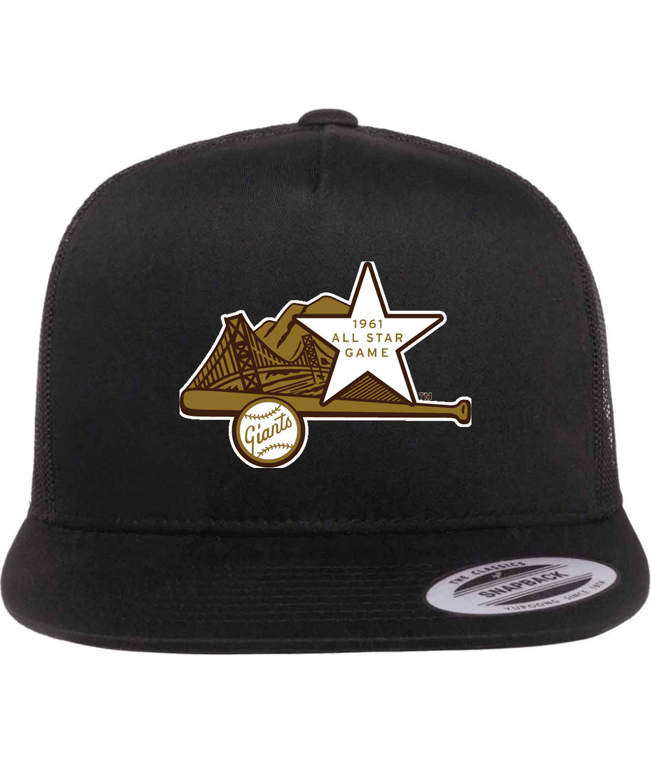 1961 MLB All-Star Game At Candlestick Park San Francisco California Baseball Logo Symbol Emblem Customized Design on Classic Trucker Cap Hat