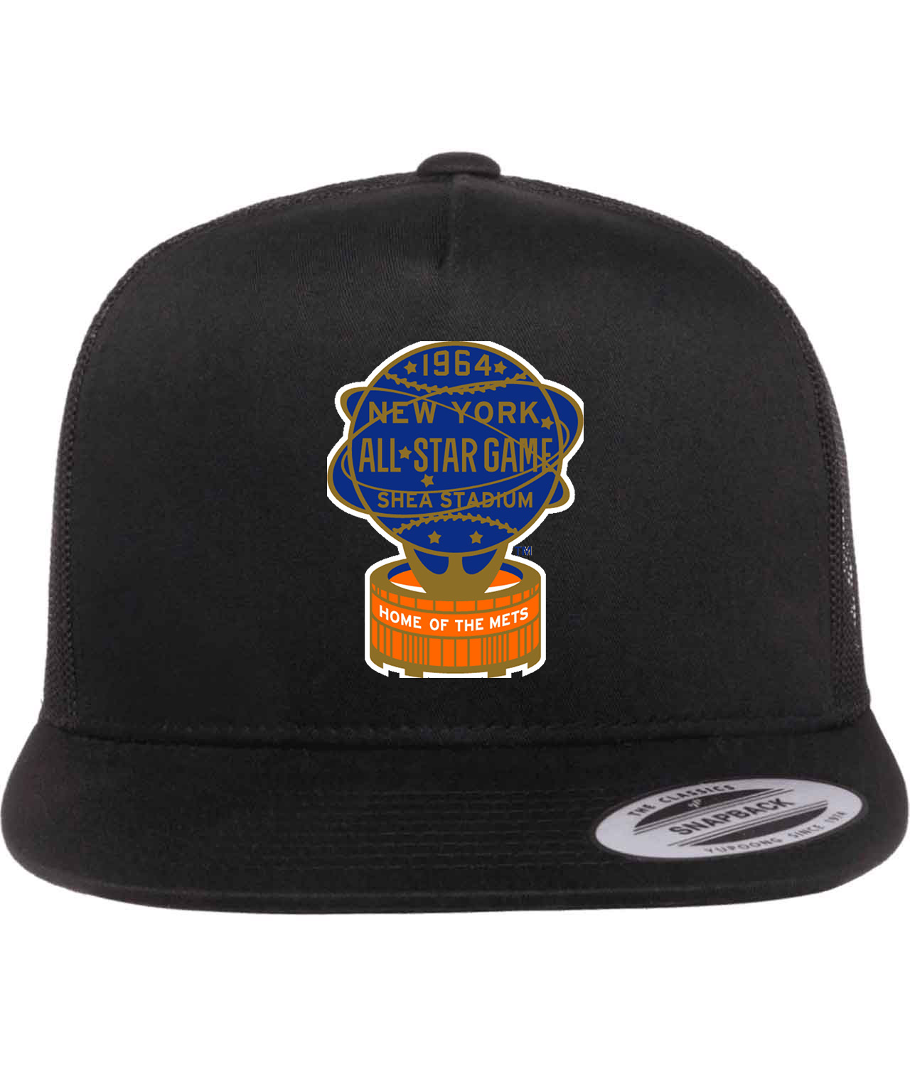 1964 MLB All-Star Game At Shea Stadium Flushing New York Baseball Logo Symbol Emblem Customized Design on Classic Trucker Cap Hat