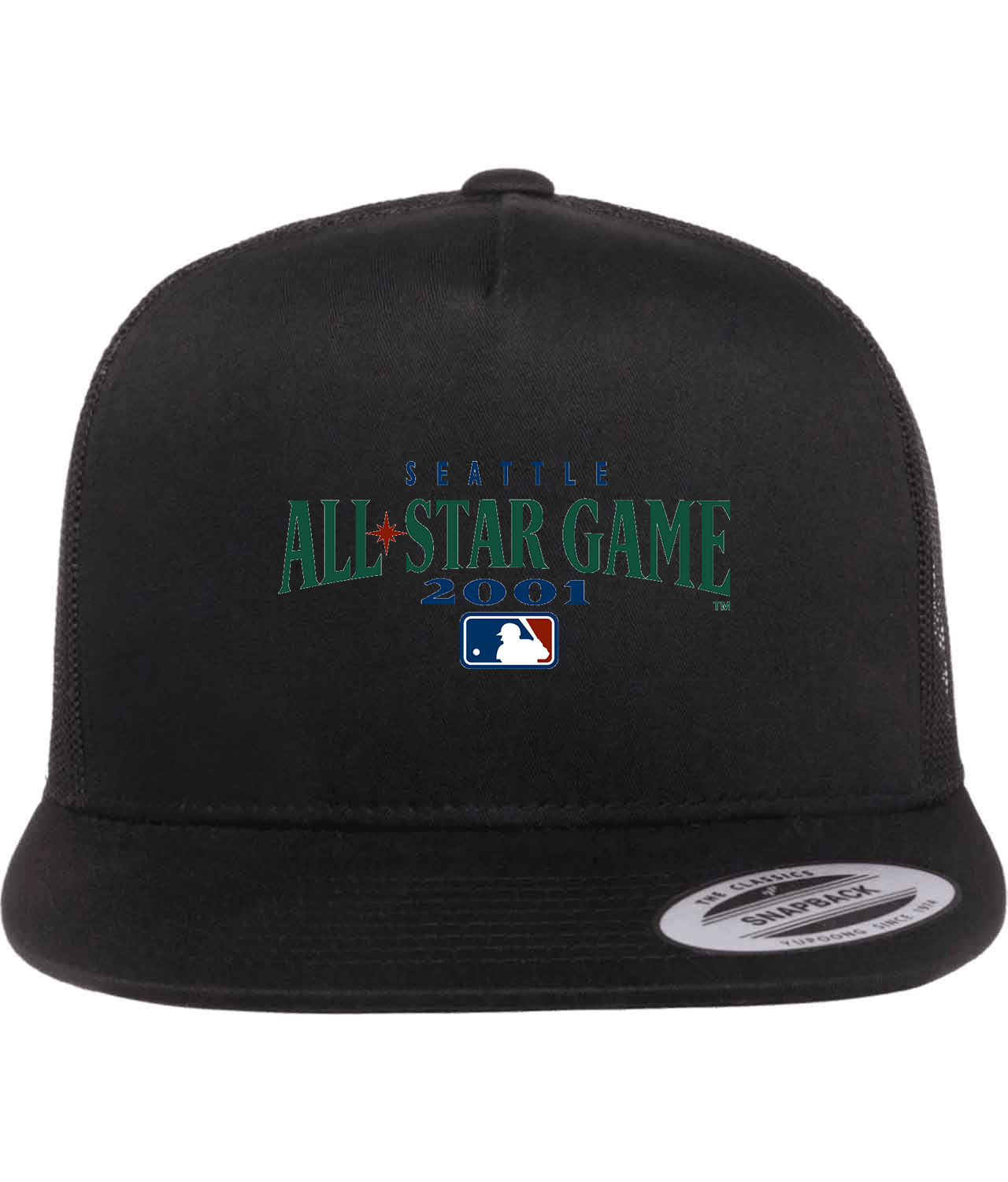 2001 MLB All-Star Game Seattle Washington Baseball Logo Symbol Emblem Customized Design on Classic Trucker Cap Hat