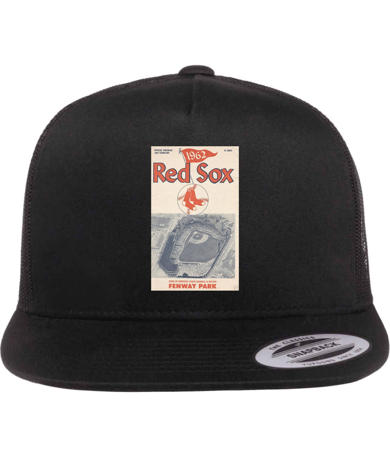 Boston Red Sox Program 1962 Baseball Logo Symbol Emblem Customized Design on Classic Trucker Cap Hat