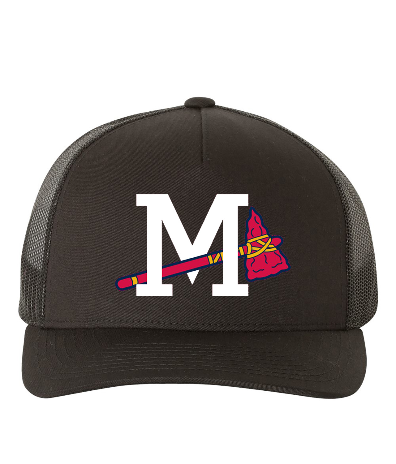 Mississippi Braves Symbol Baseball Logo Symbol Emblem Customized Design on Retro Trucker Cap Hat