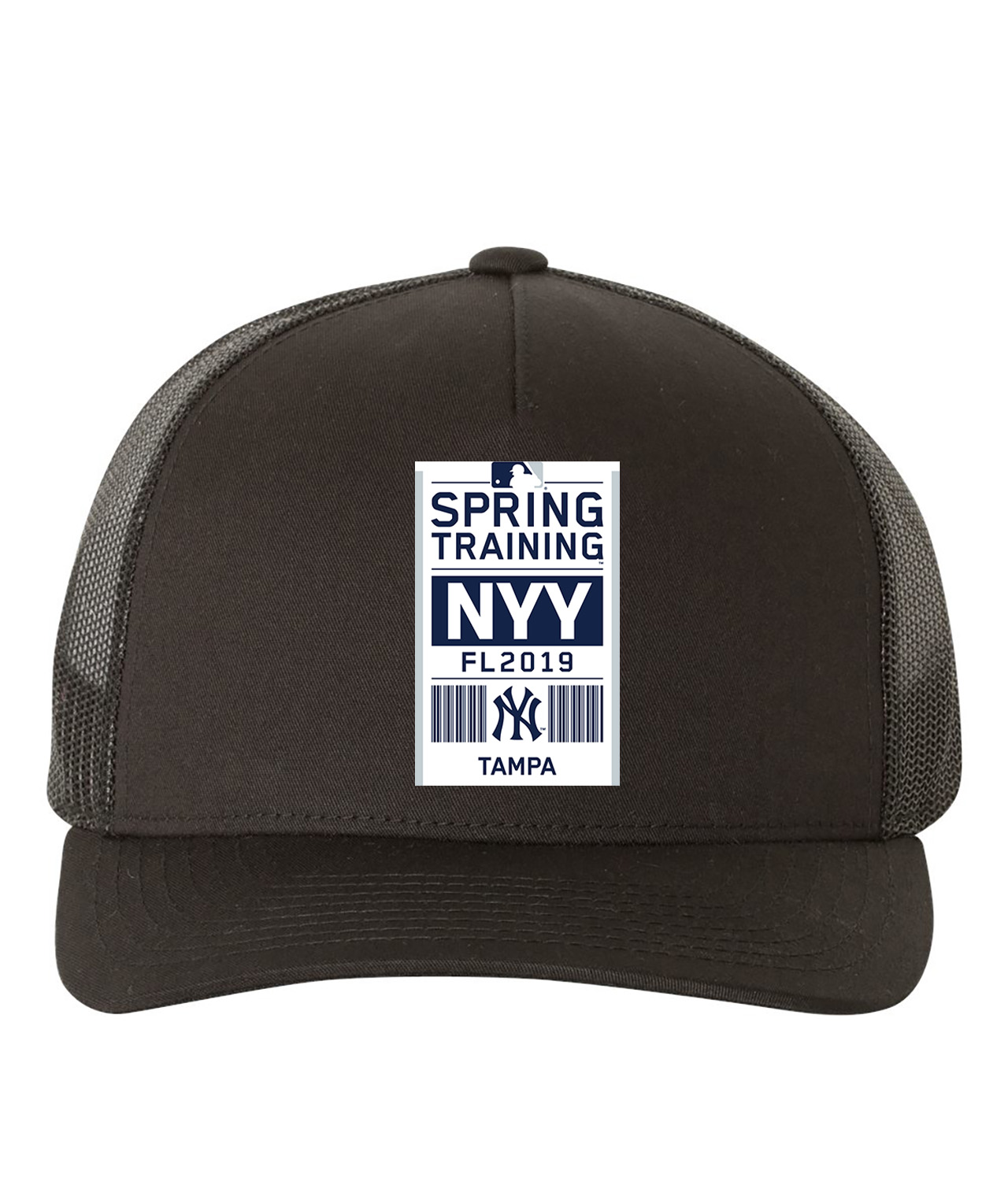 New York Yankees 2019 Spring Training Baseball Logo Symbol Emblem Customized Design on Retro Trucker Cap Hat