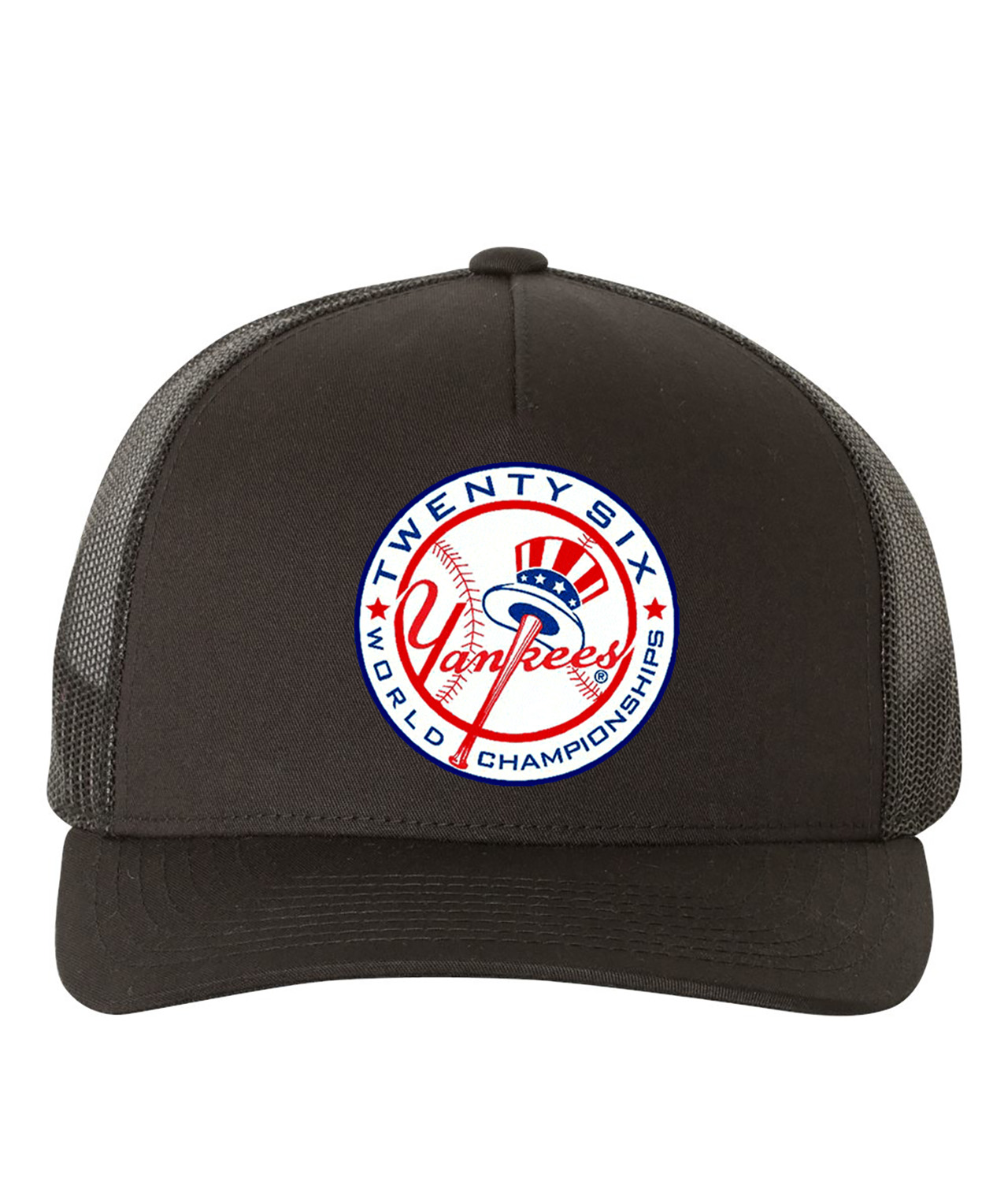 New York Yankees 26-Time World Series Champions Baseball Logo Symbol Emblem Customized Design on Retro Trucker Cap Hat