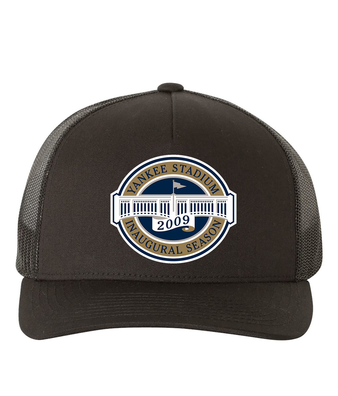 New York Yankee Stadium Inaugural Season Baseball Logo Symbol Emblem Customized Design on Retro Trucker Cap Hat