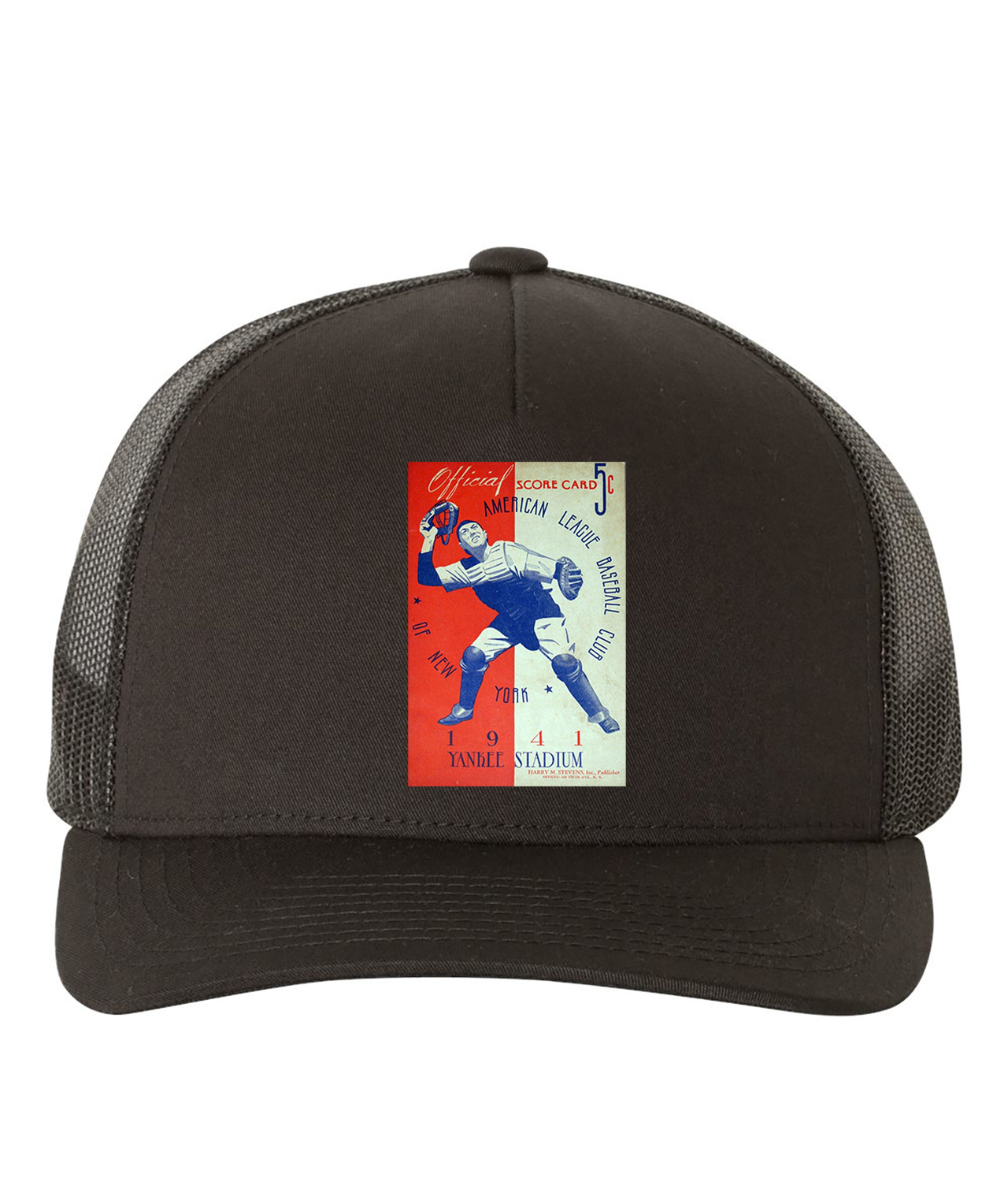 New York Yankees Program 1941 Baseball Logo Symbol Emblem Customized Design on Retro Trucker Cap Hat