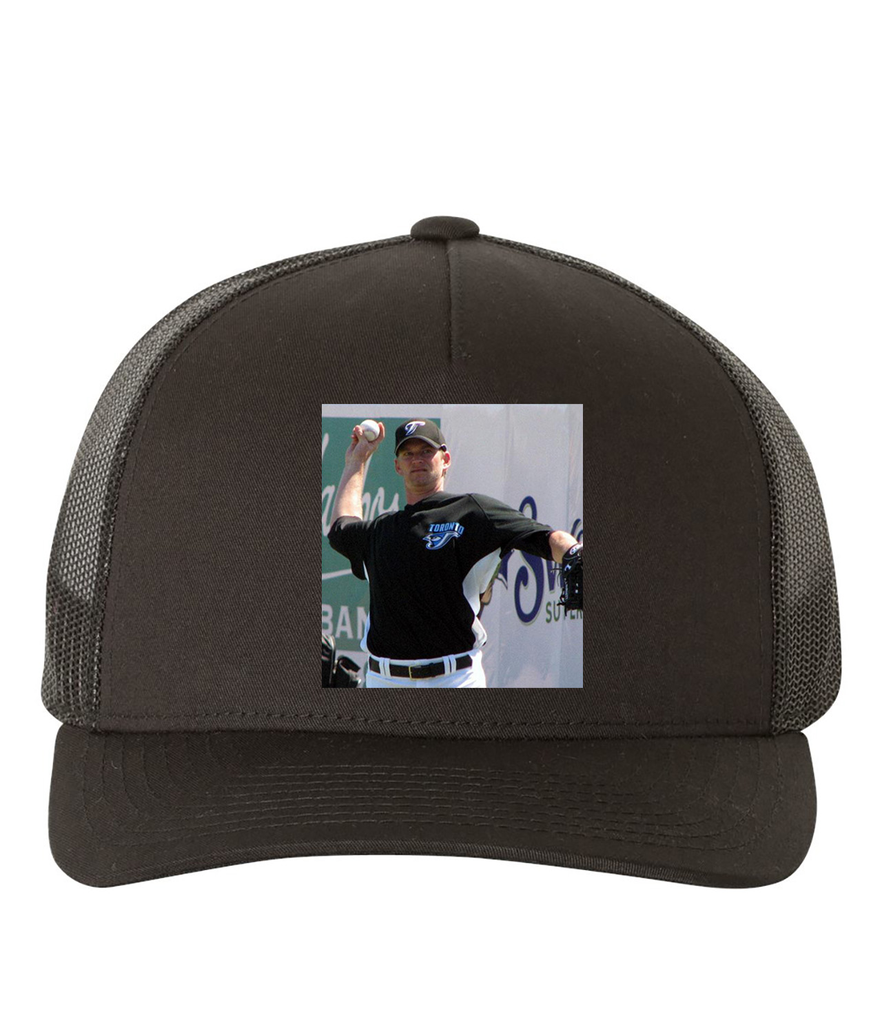 2008 A.J. Burnett Toronto Blue Jays Photo Baseball Logo Symbol Emblem Customized Design on Retro Trucker Cap Hat
