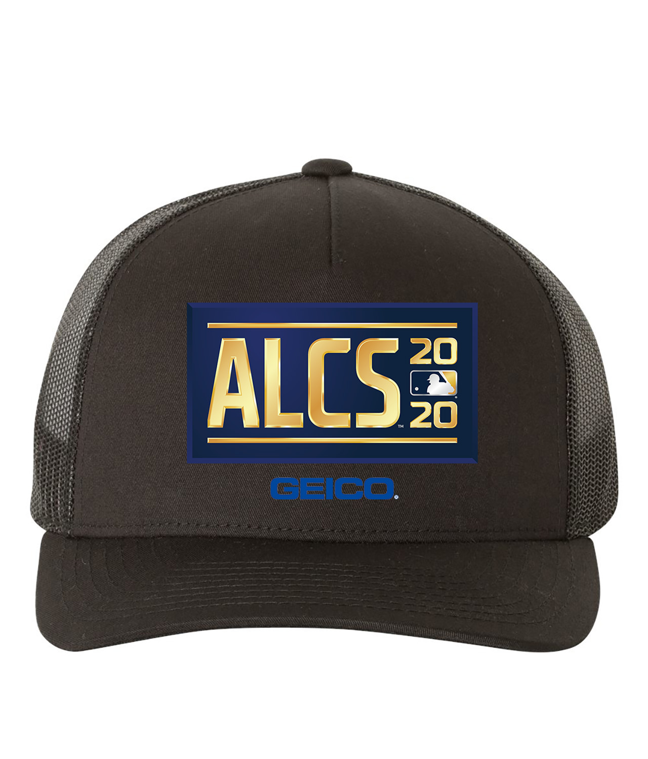The 2020 American League Championship Series Geico Baseball Logo Symbol Emblem Customized Design on Retro Trucker Cap Hat