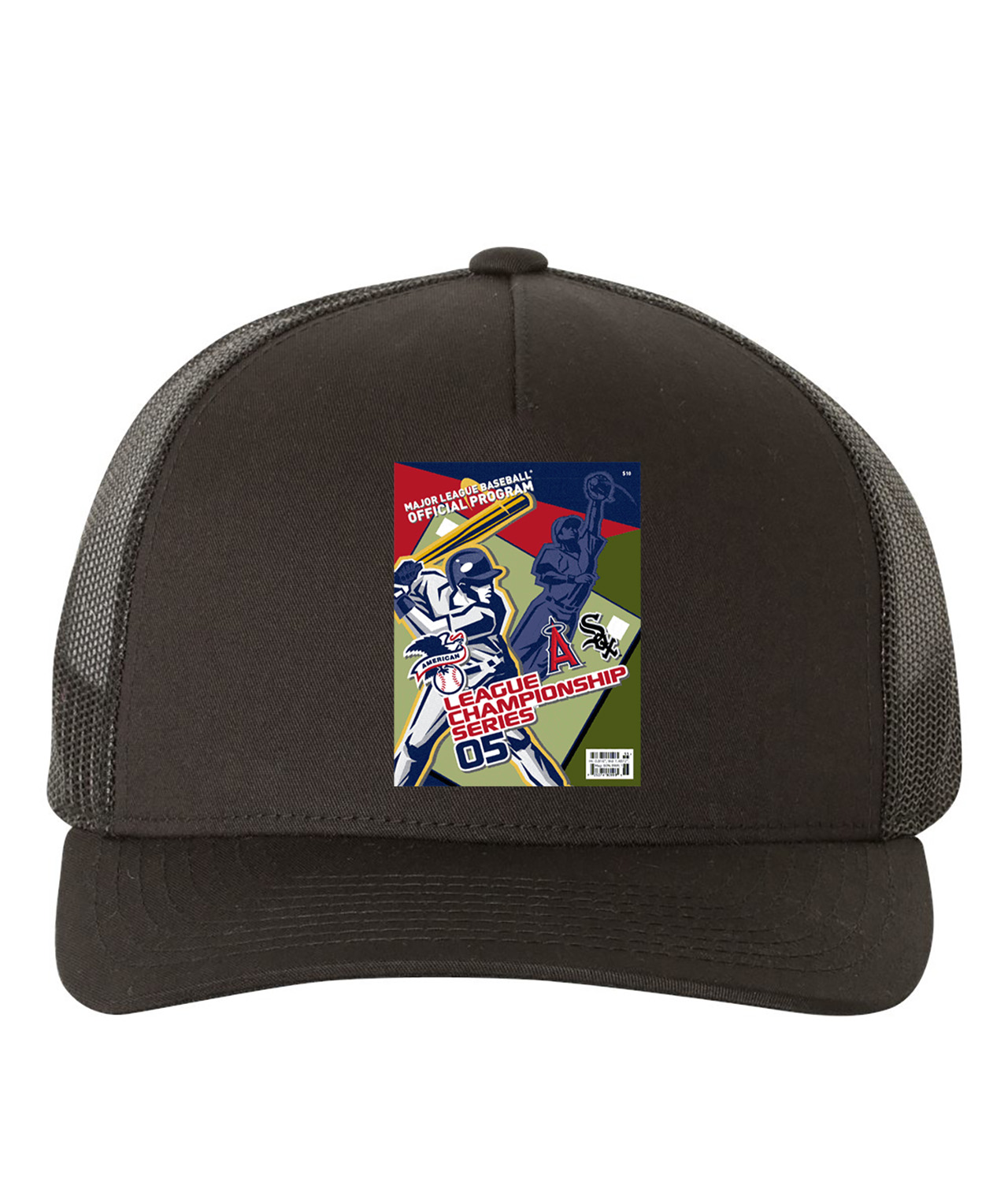 ALCS 2005 Program - Chicago White Sox vs Los Angeles Angels Baseball Logo Symbol Emblem Customized Design on Retro Trucker Cap Hat