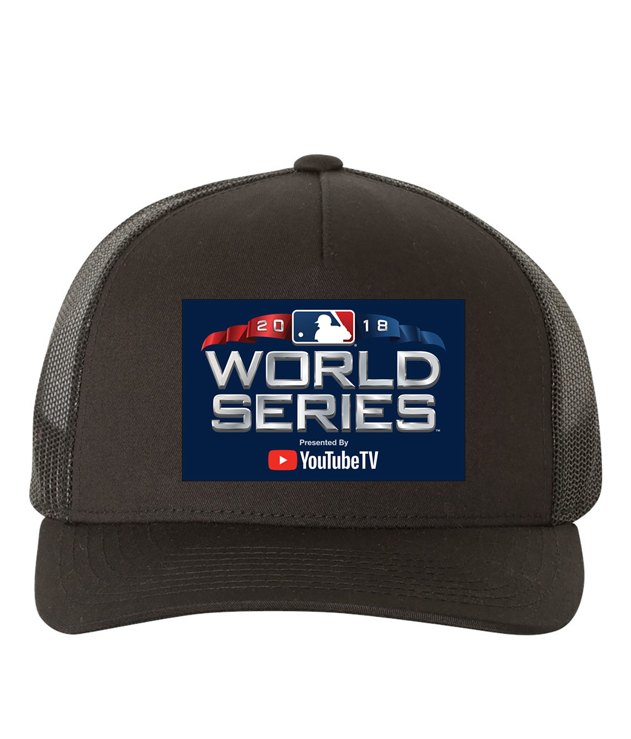 2018 MLB World Series Presented By YouTube TV Baseball Logo Symbol Emblem Customized Design on Retro Trucker Cap Hat