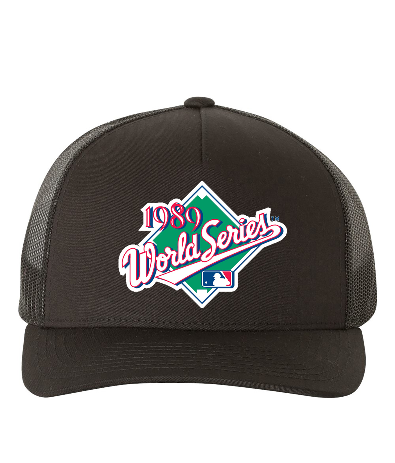 1989 MLB World Series Alternate Baseball Logo Symbol Emblem Customized Design on Retro Trucker Cap Hat