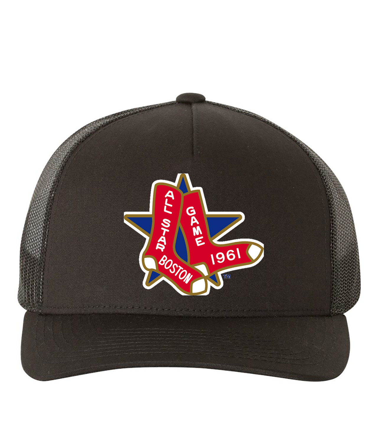 1961 MLB All-Star Game At Fenway Park Boston Massachusetts Baseball Logo Symbol Emblem Customized Design on Retro Trucker Cap Hat