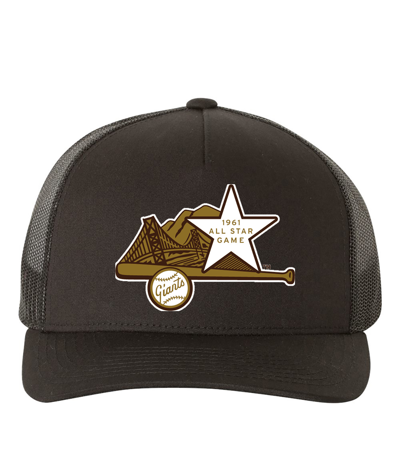 1961 MLB All-Star Game At Candlestick Park San Francisco California Baseball Logo Symbol Emblem Customized Design on Retro Trucker Cap Hat