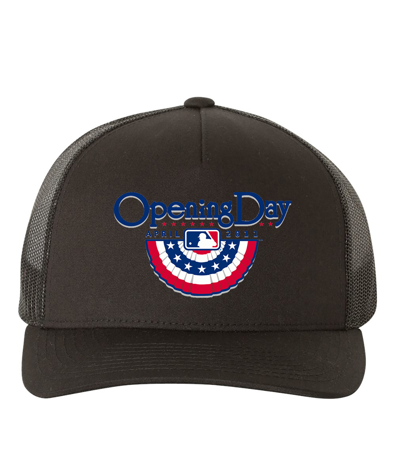 2011 MLB Opening Day Baseball Logo Symbol Emblem Customized Design on Retro Trucker Cap Hat